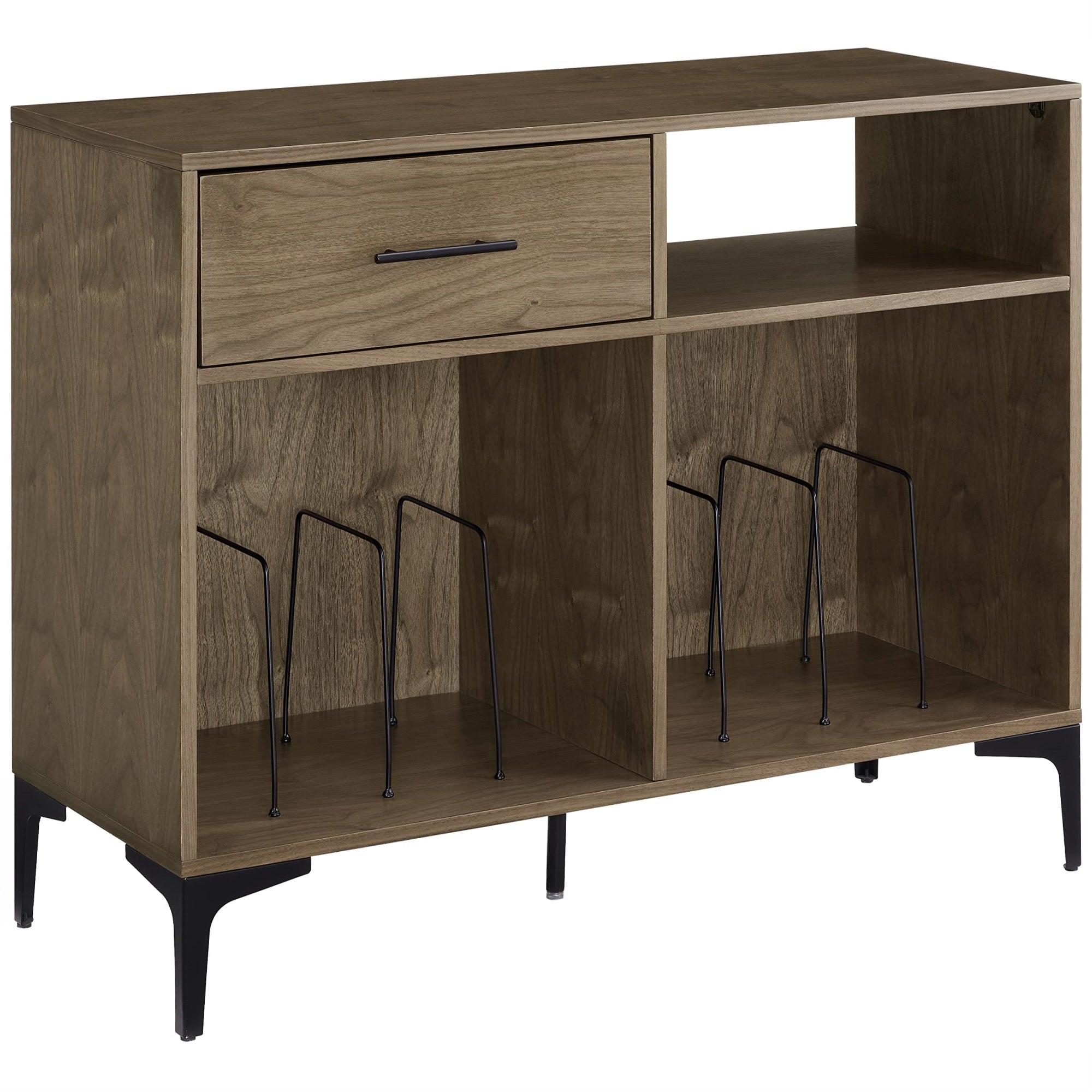 Casafoyer Furniture Sydney Media Console And Record Player Stand With Storage For Vinyl Records, Walnut
