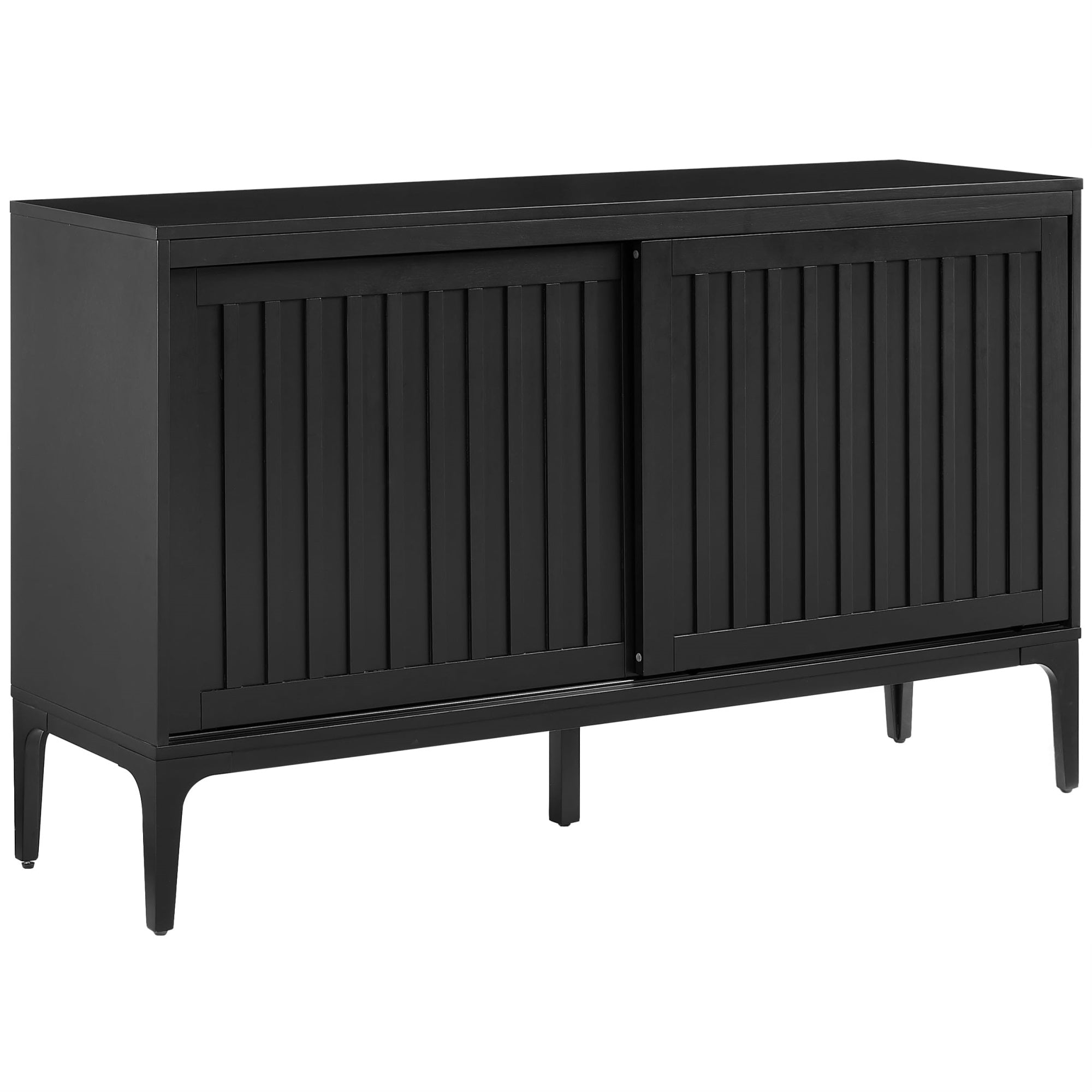 Casafoyer Furniture Asher Mid-Century Modern Sideboard Buffet Cabinet With Storage, Living Room Credenza, Matte Black