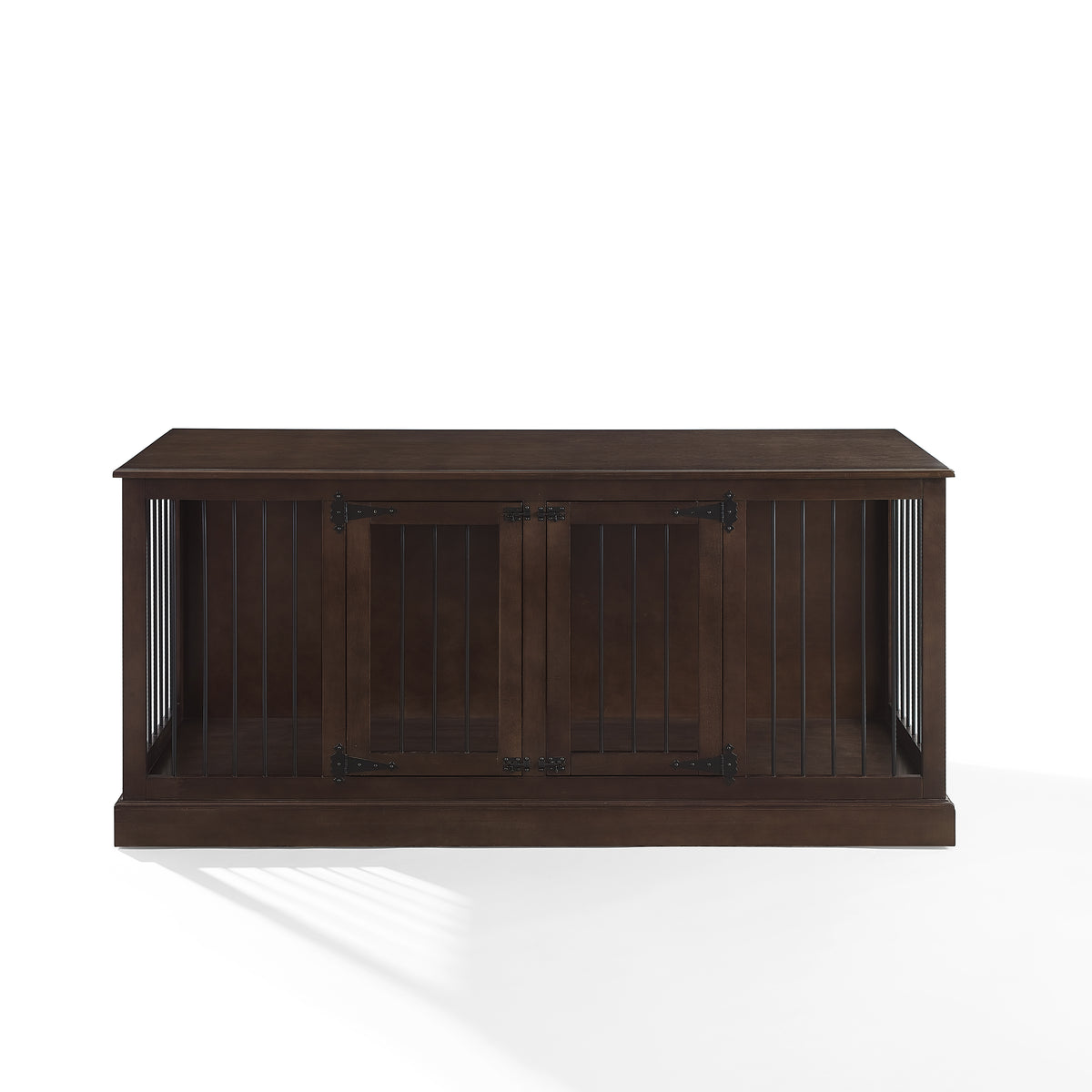 Winslow Medium Credenza Pet Crate | Dark Brown | Model Cf4501-Br | Stylish & Secure | Steel Bars & Wooden Console