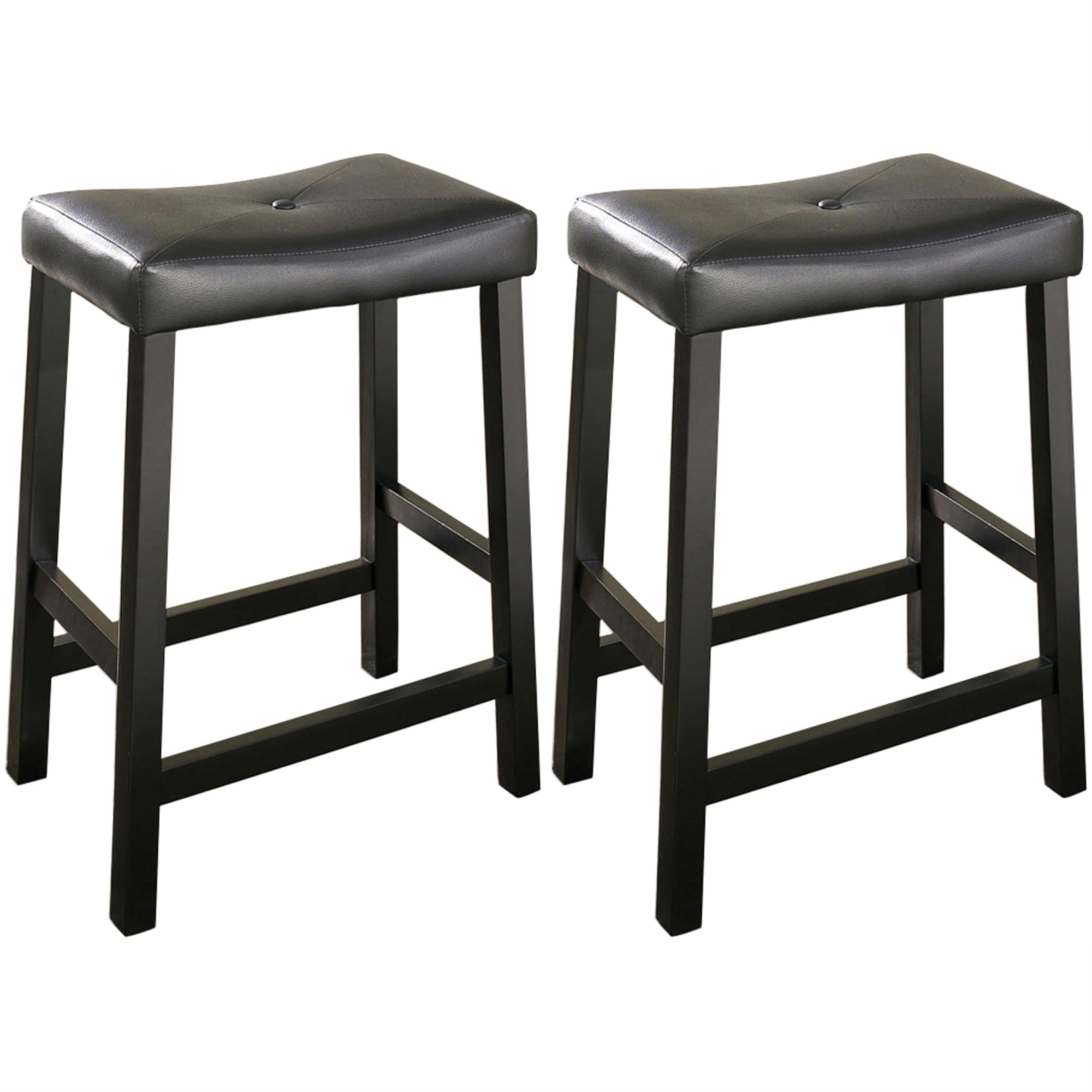 Casafoyer Furniture Upholstered Saddle Seat Counter Height Bar Stools Set Of 2, Black, 24-Inch
