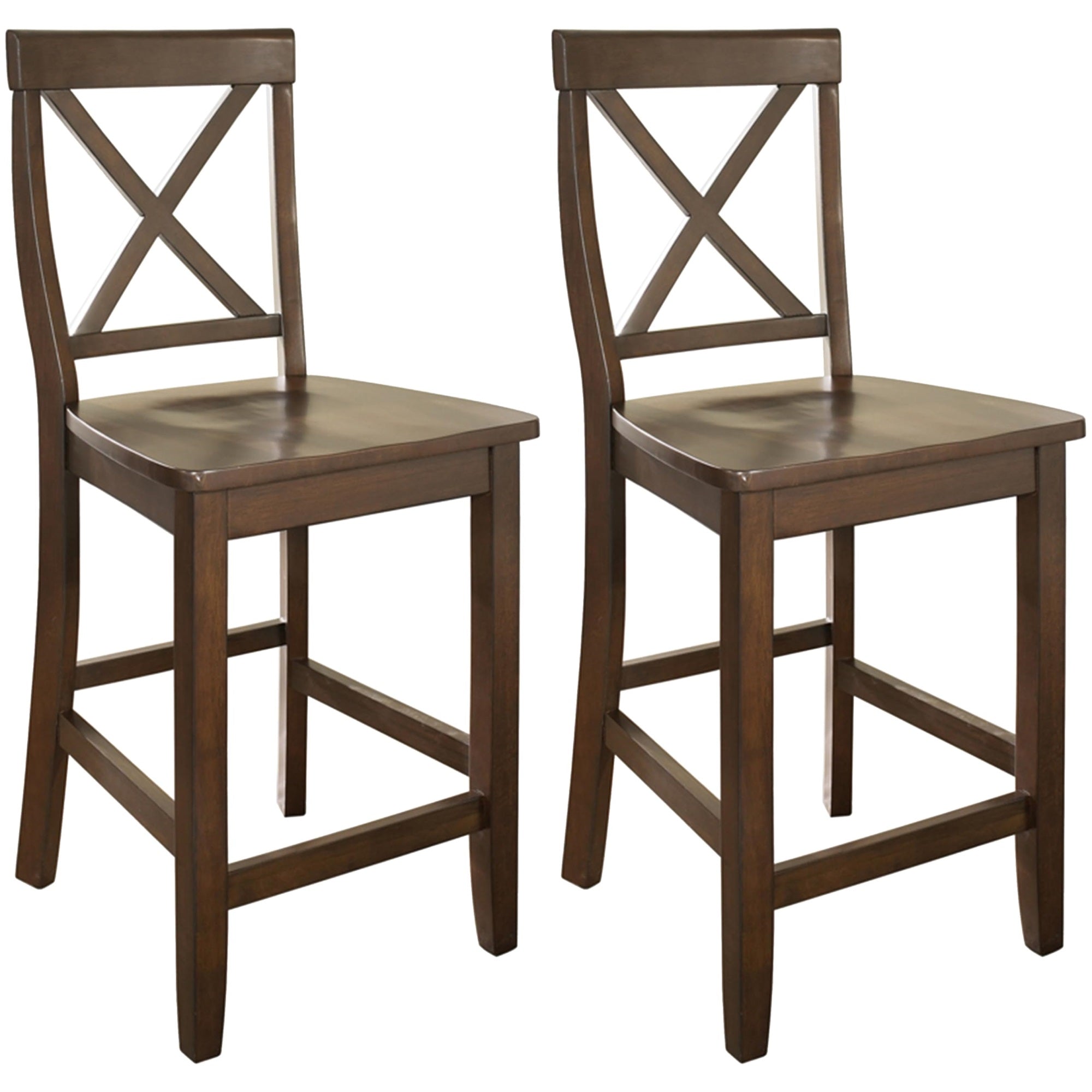 Casafoyer Furniture X-Back Bar Stool (Set Of 2), 24-Inch, Vintage Mahogany