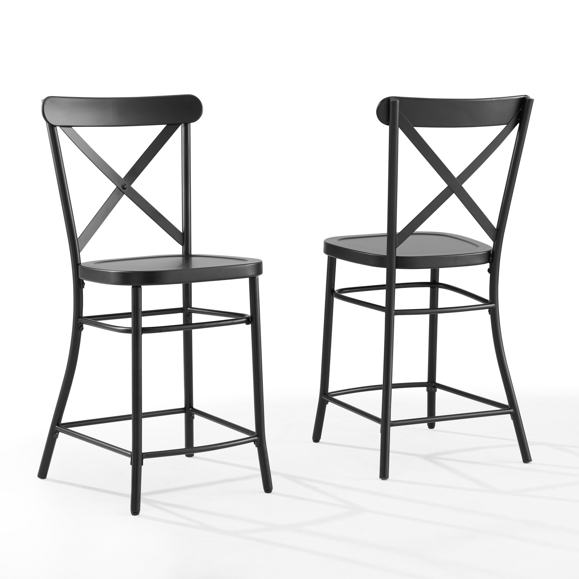Camille 2Pc Metal Counter Stool Set - Matte Black