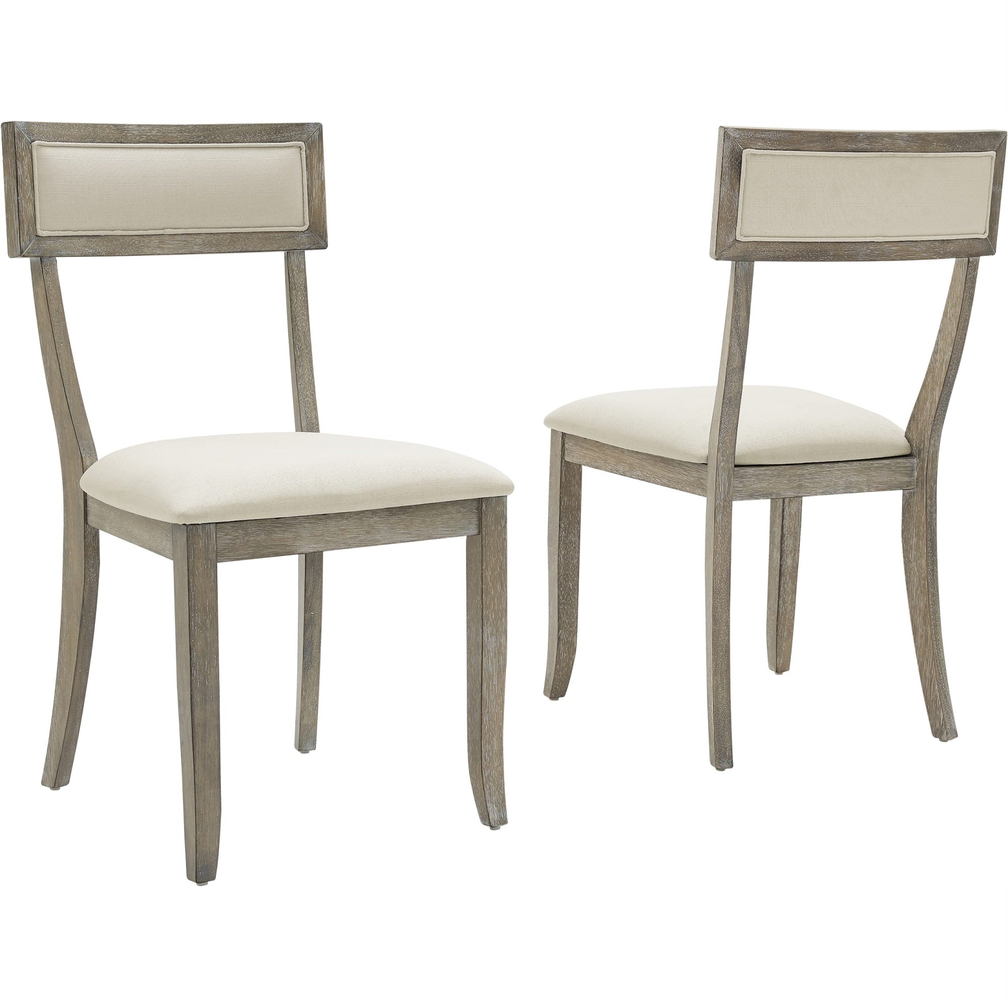 Casafoyer Furniture Alessia Upholstered Wood Klismos Dining Chairs Set Of 2, Rustic Gray Wash/Crme