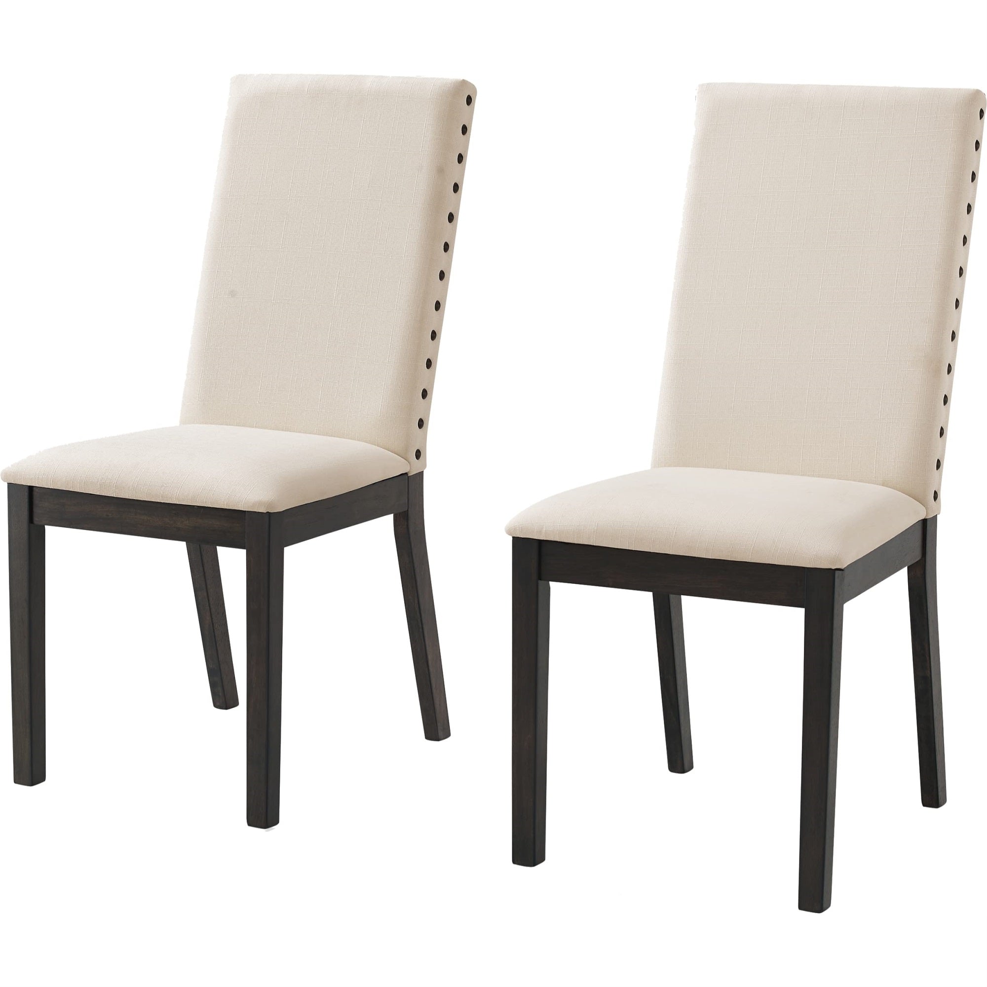 Casafoyer Furniture Hayden Modern Farmhouse Upholstered Wood Dining Chairs Set Of 2, Slate/Crme