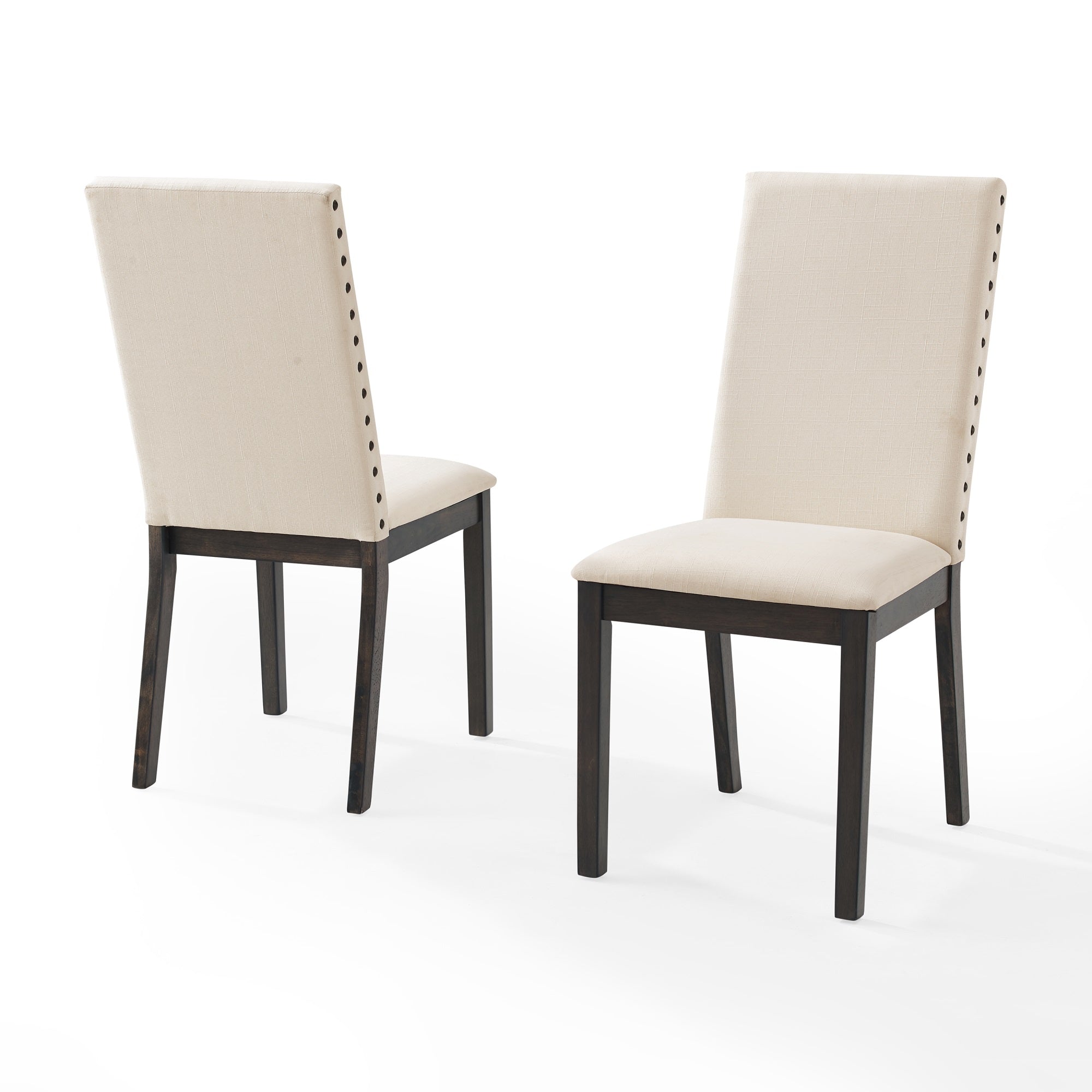 Hayden Upholstered Dining Chairs - Refinement Meets Sophistication With Parsons Style, Crme Fabric, Nailhead Trim - Set Of 2
