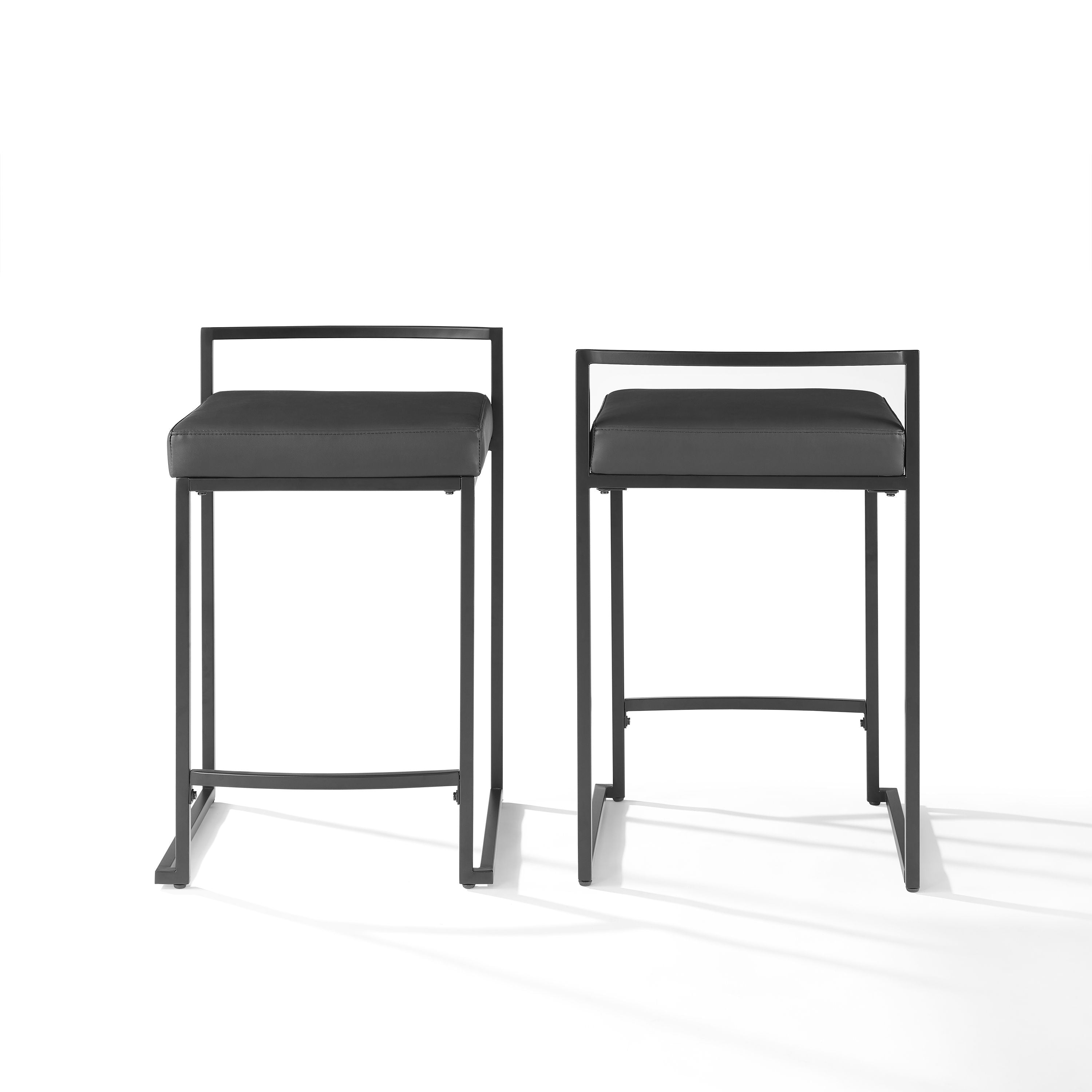 Harlowe 2Pc Counter Stool Set - Versatile & Stylish - Contemporary Design - Comfortable Seating - Vegan Leather Seat - Ideal For Kitchen Or Dining - Glamorous Style'