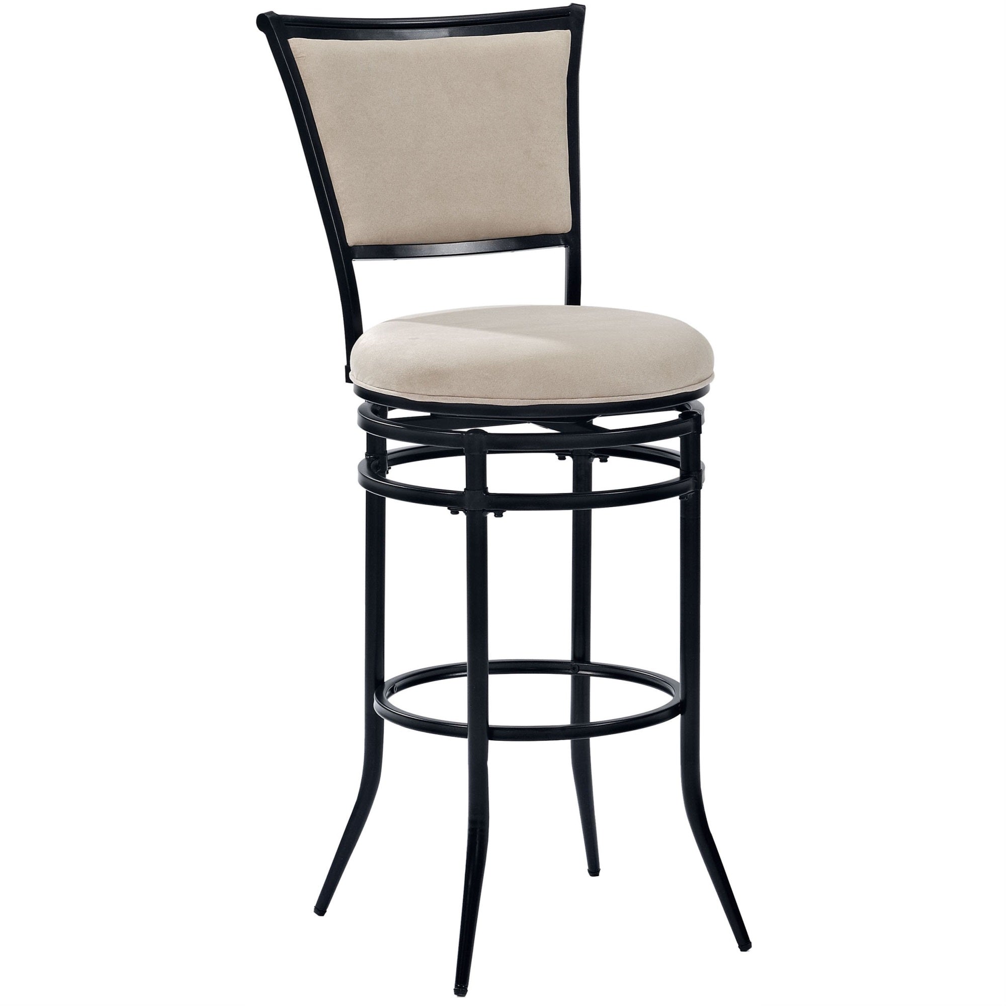 Casafoyer Furniture Rachel Bar Stool With Upholstered Seat And Back, Black With Beige Cushion, 30-Inch