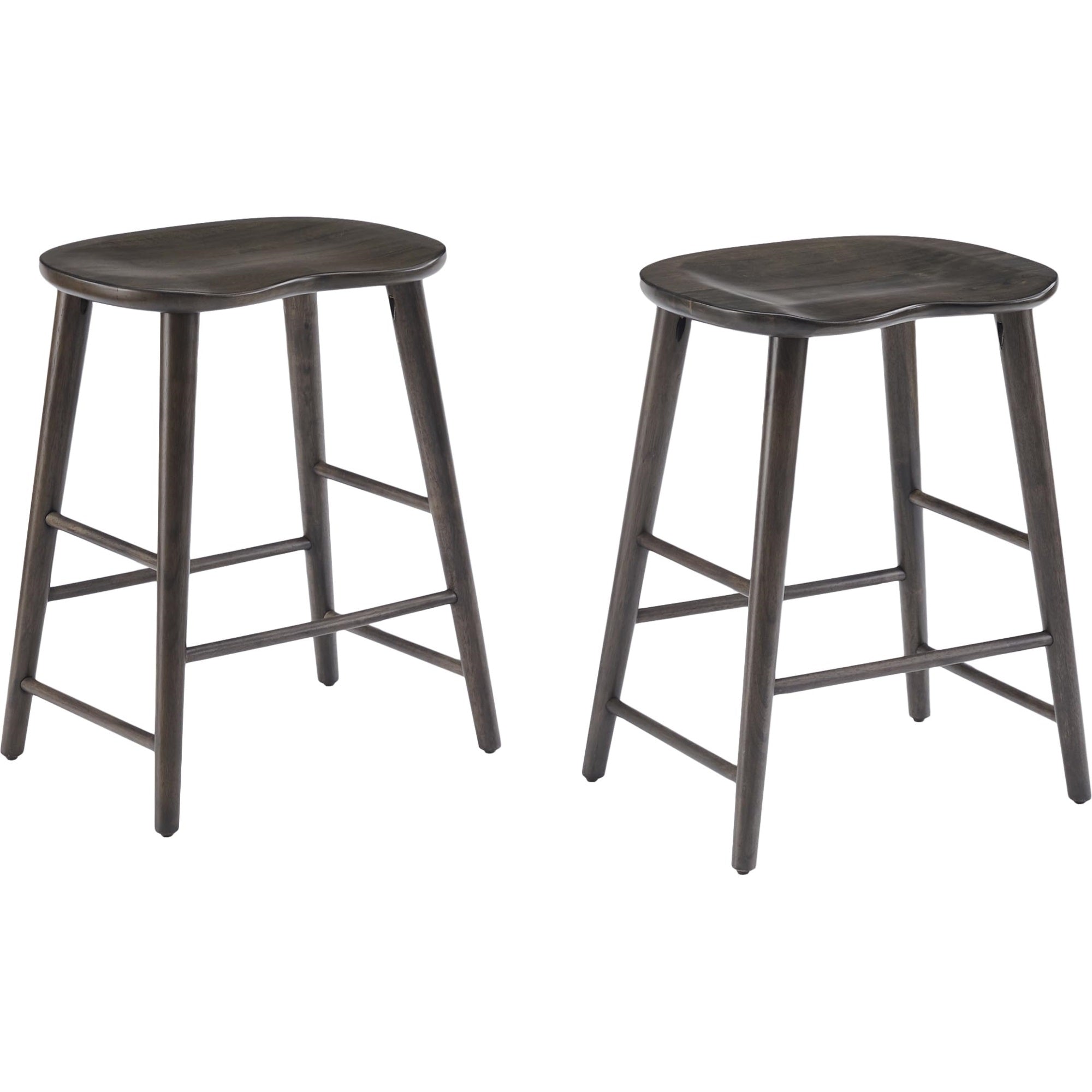 Casafoyer Furniture Maddox Solid Wood Counter Height Bar Stools Set Of 2 For Kitchen Island, Tractor Seat, Slate