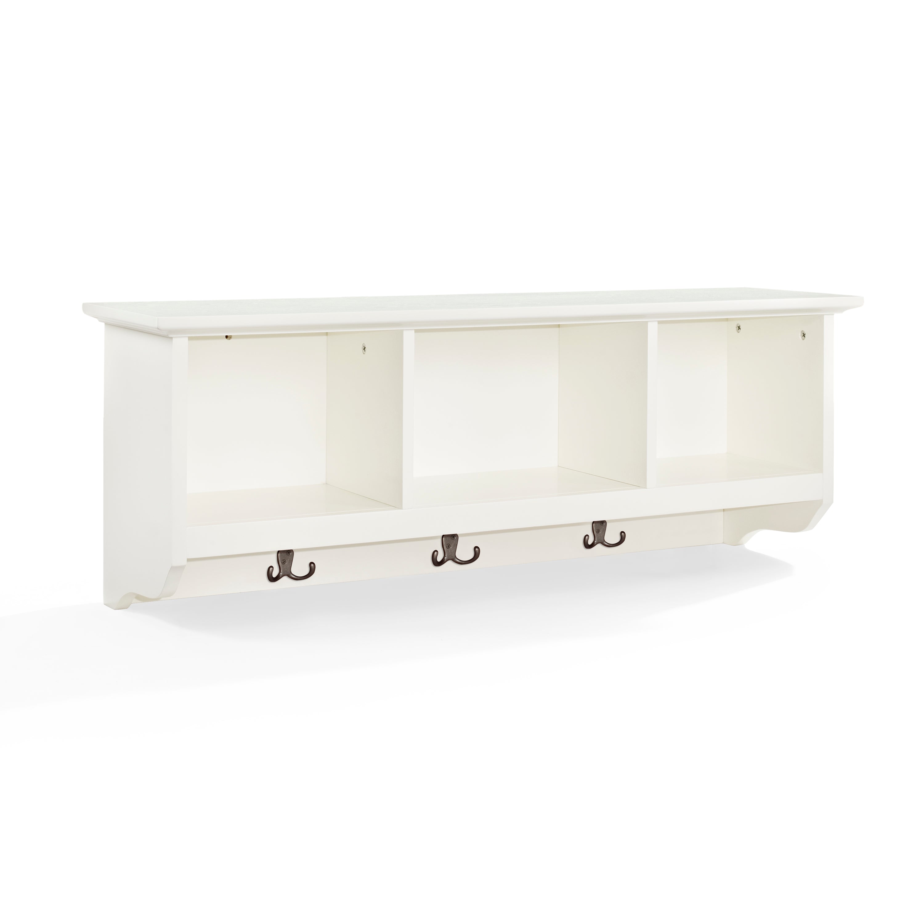 Brennan Wall Unit - Chic & Functional Entryway Storage | Shelves & Hooks | White Finish | Ample Space For Hats, Coats, & Jackets