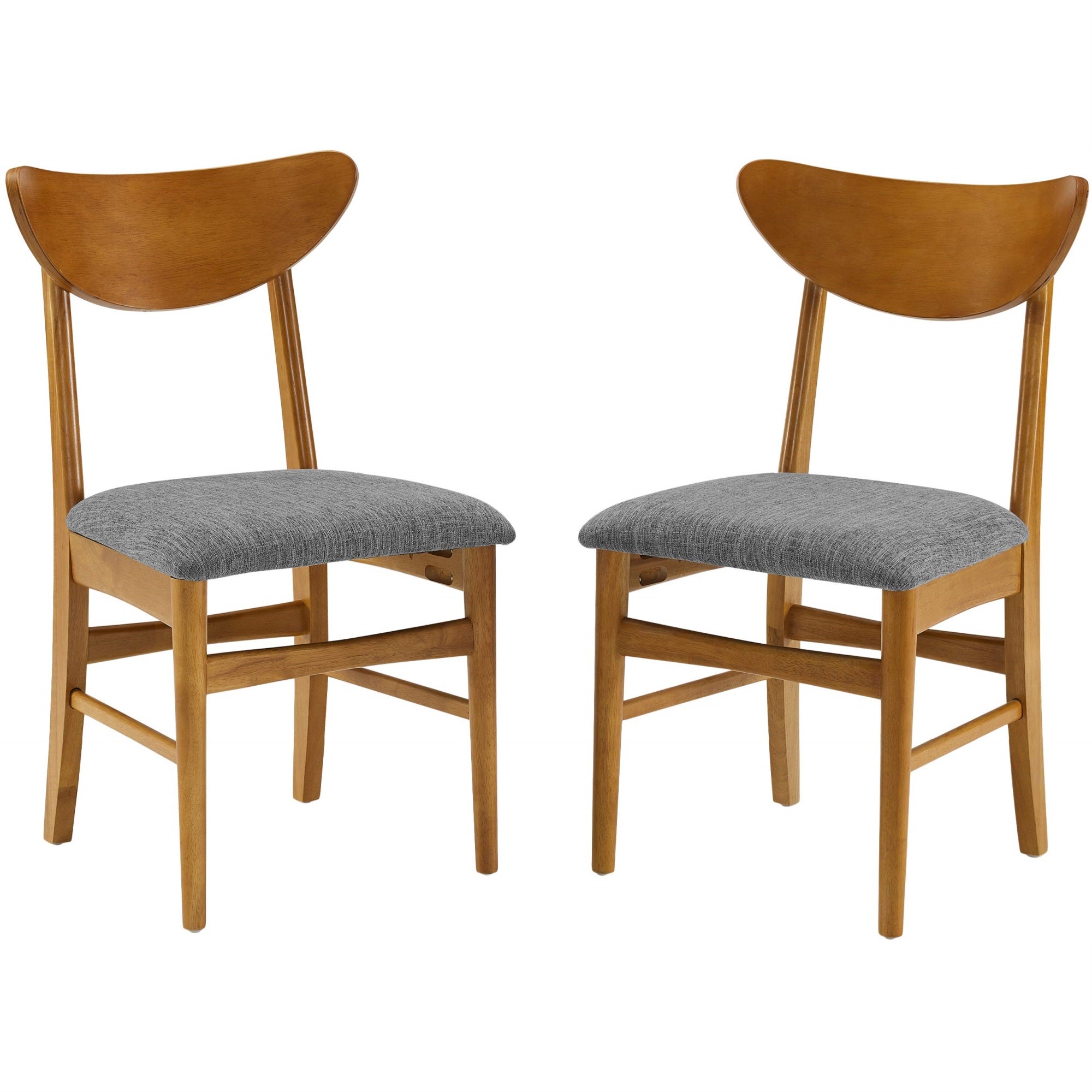Casafoyer Furniture Landon Mid Century Modern Wood Dining Chairs With Upholstered Seat Set Of 2, Acorn