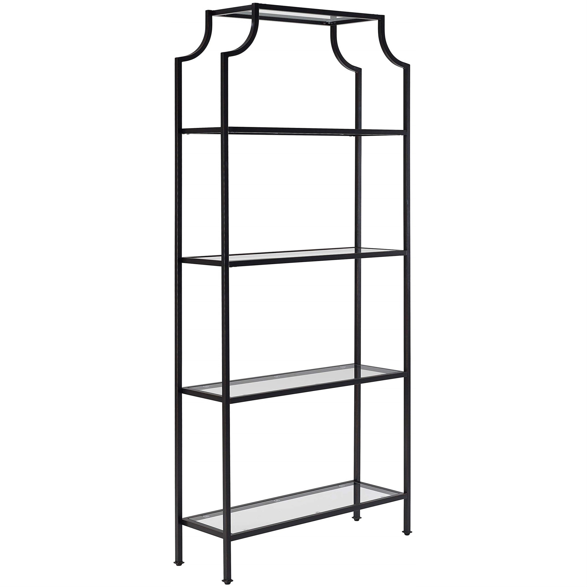 Casafoyer Furniture Aimee Bookshelf With Glass Shelves, Bookcase Storage, Oil-Rubbed Bronze