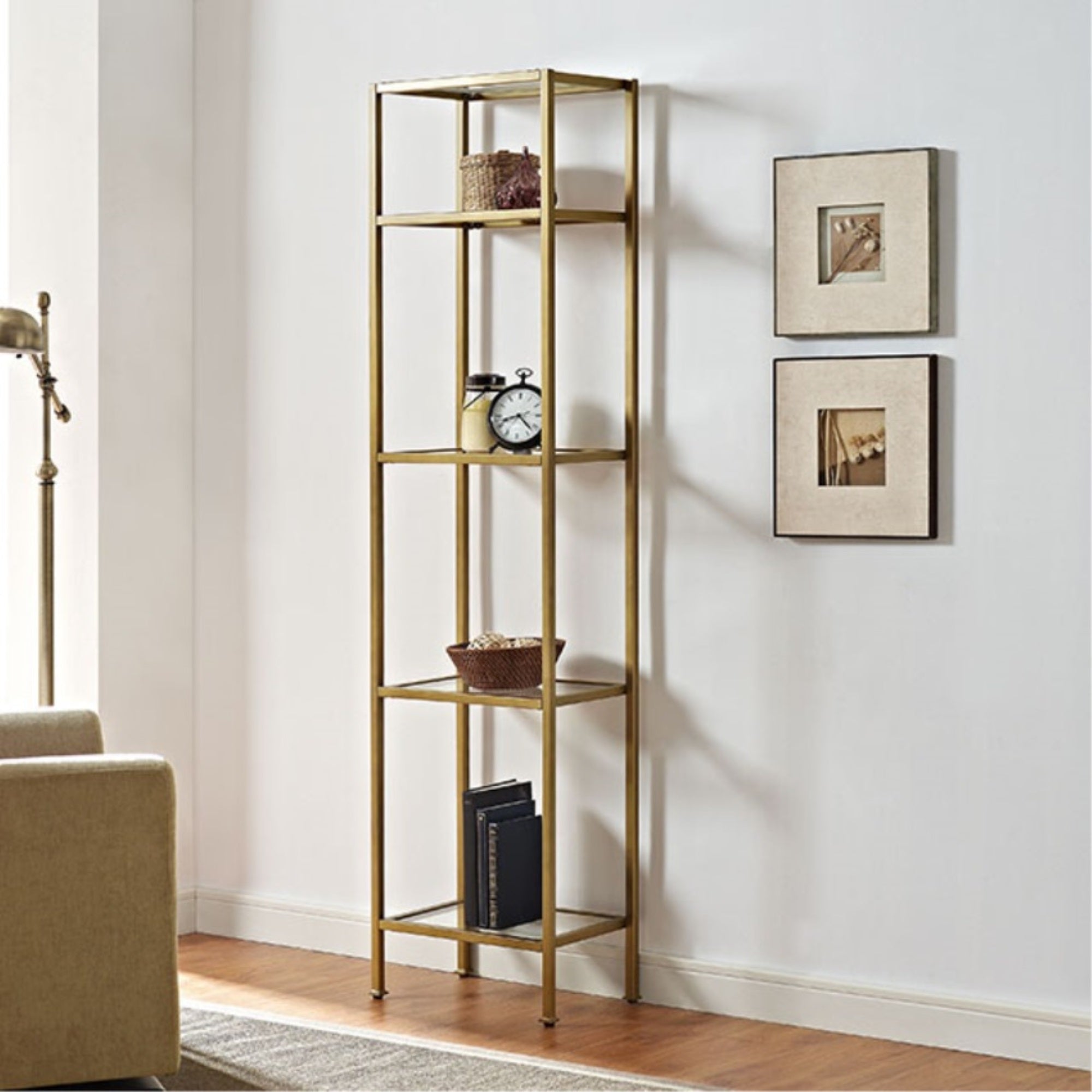 Yardlio Crosley Furniture Aimee Narrow Tagre - Stylish Gold And Glass