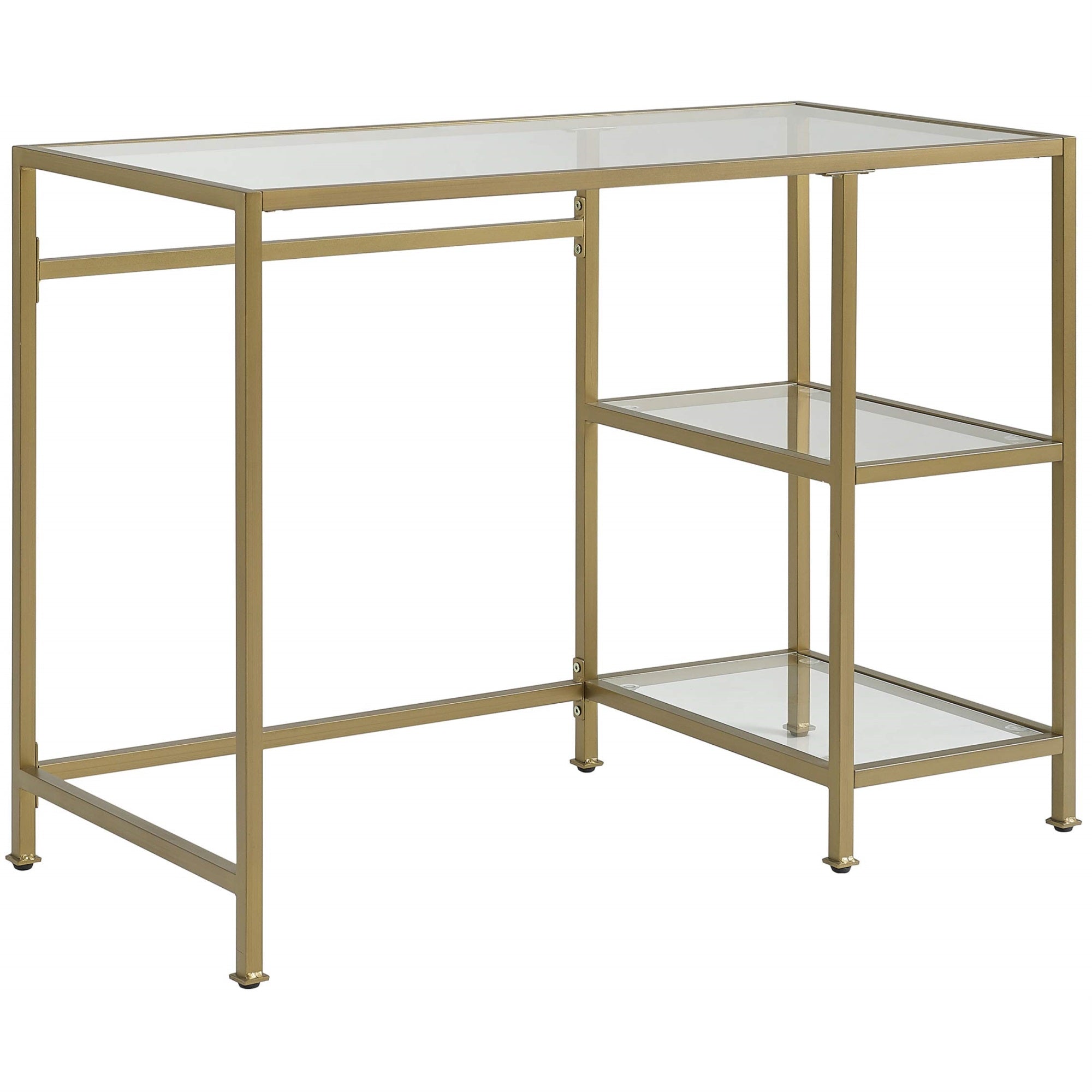 Casafoyer Furniture Aimee Small Home Office Vanity Desk With Storage Shelves, Gold