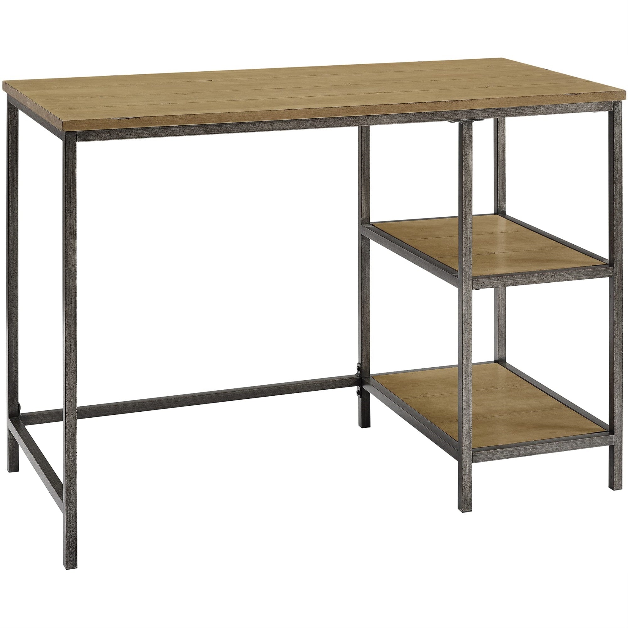 Casafoyer Furniture Brooke Small Home Office Desk With Storage Shelves, Washed Oak