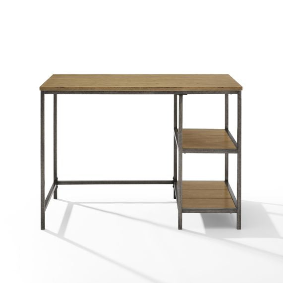 Brooke Desk - Contemporary Wood And Steel Design - Sleek, Compact, And Functional - Open Shelves And Spacious Desktop - P65Warnings Compliant'