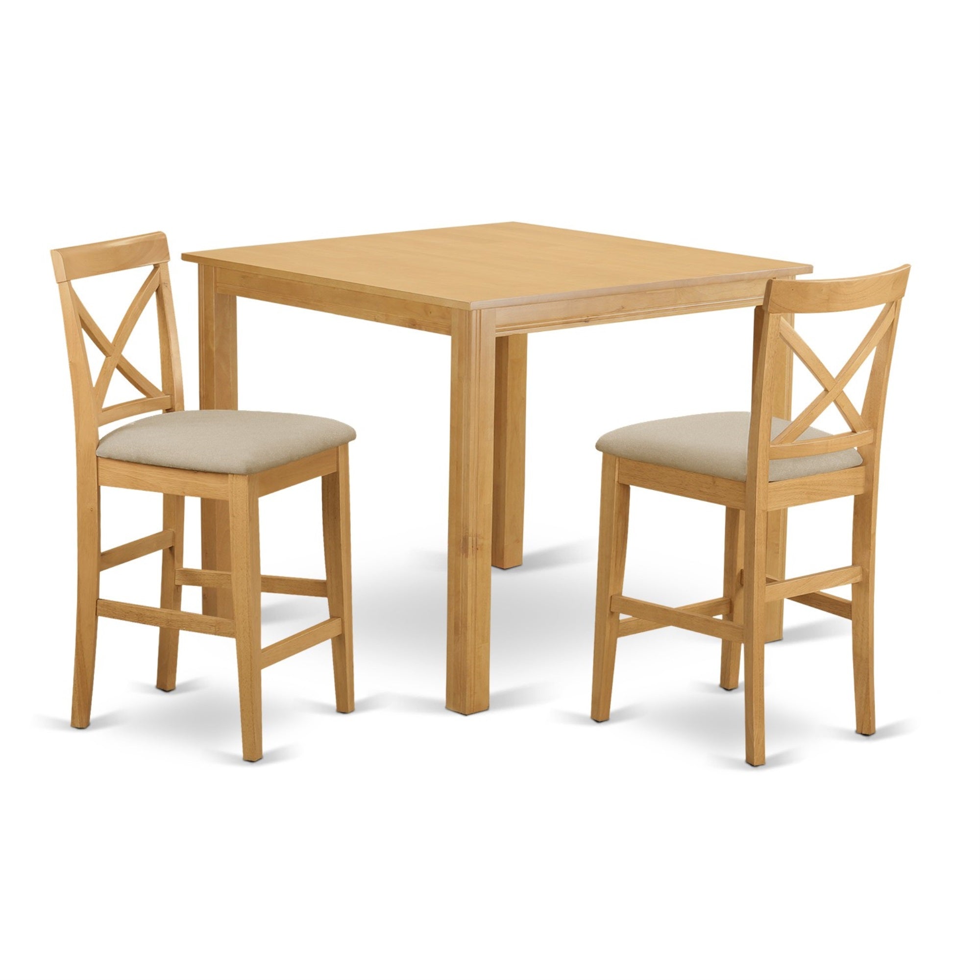 Cfpb3-Oak-C 3 Pc Counter Height Pub Set - Dining Table And 2 Counter Height Dining Chair.