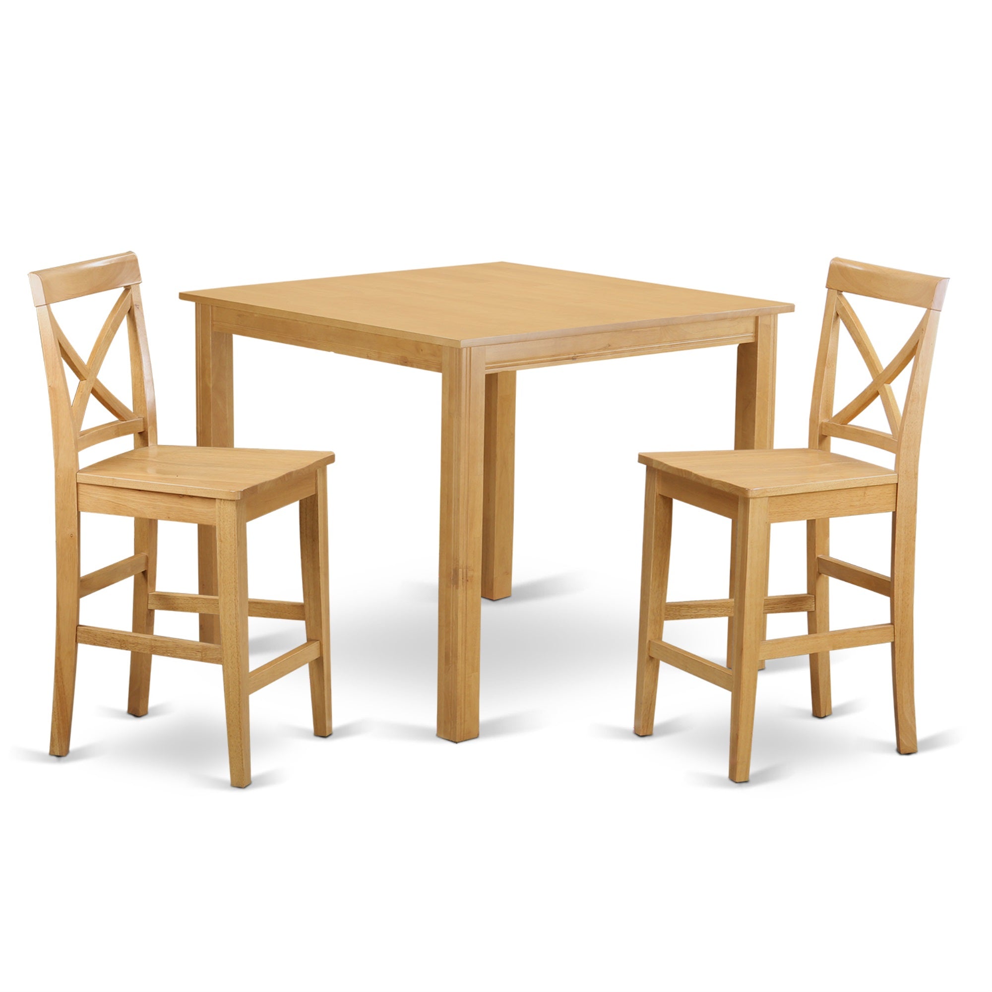 Cfpb3-Oak-W 3 Pc Counter Height Dining Room Set-Pub Table And 2 Bar Stools