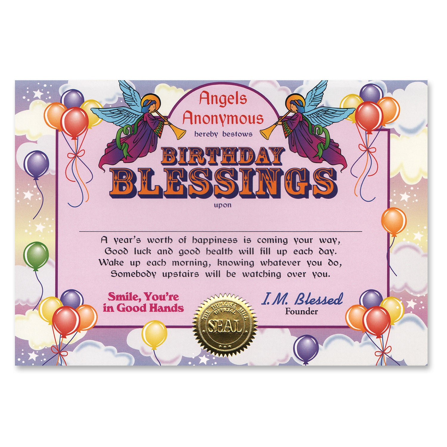 Birthday Blessings Certificate
