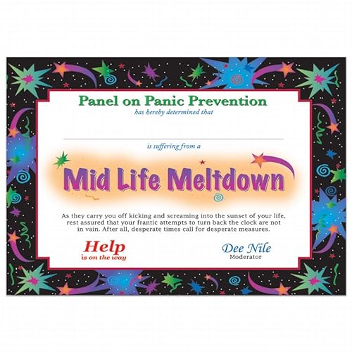 Midlife Meltdown Certificate, (Pack Of 6)