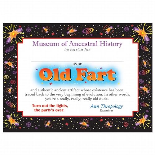 Old Fart Certificate, (Pack Of 6)