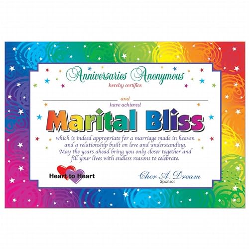Marital Bliss Certificate, (Pack Of 6)