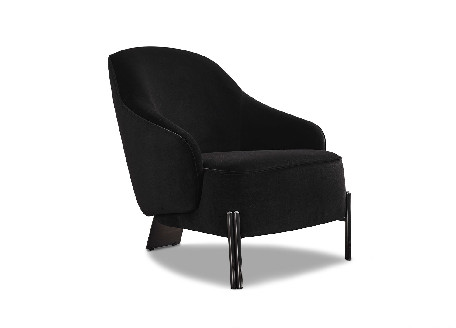 Favori Accent Armchair, Black Fabric, Smokey Nickel Legs