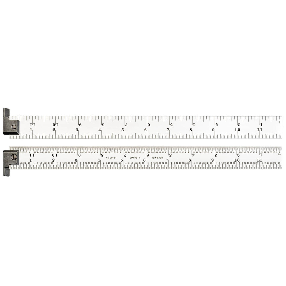 Ch604R-12 Spring-Tempered Steel Rule With Inch Graduations, 4R Style Graduations, 12' Length,1' Width, 3/64' Thickness, With Hook