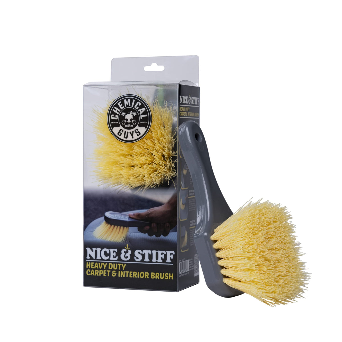 Chemical Guys Accg02 Nice & Stiff Heavy Duty Carpet & Interior Detailing Brush, (Safe For Cars, Trucks, Suvs, Rvs, Motorcycles, & More) Yellow