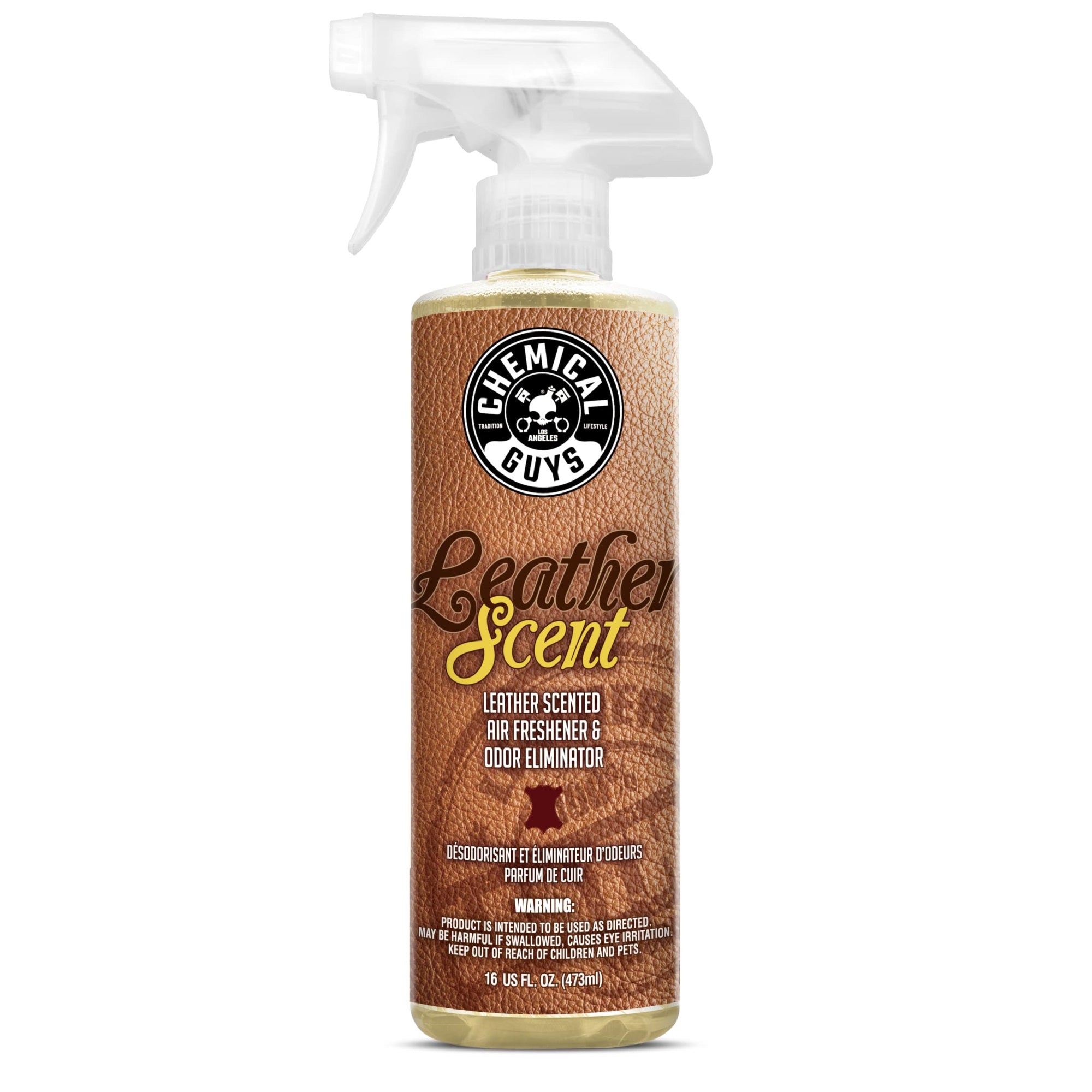 Chemical Guys Air_102_16 Leather Scent Premium Air Freshener And Odor Eliminator, Long-Lasting, Just Like New Scent For Cars, Trucks, Suvs, Rvs & More, 16 Fl Oz