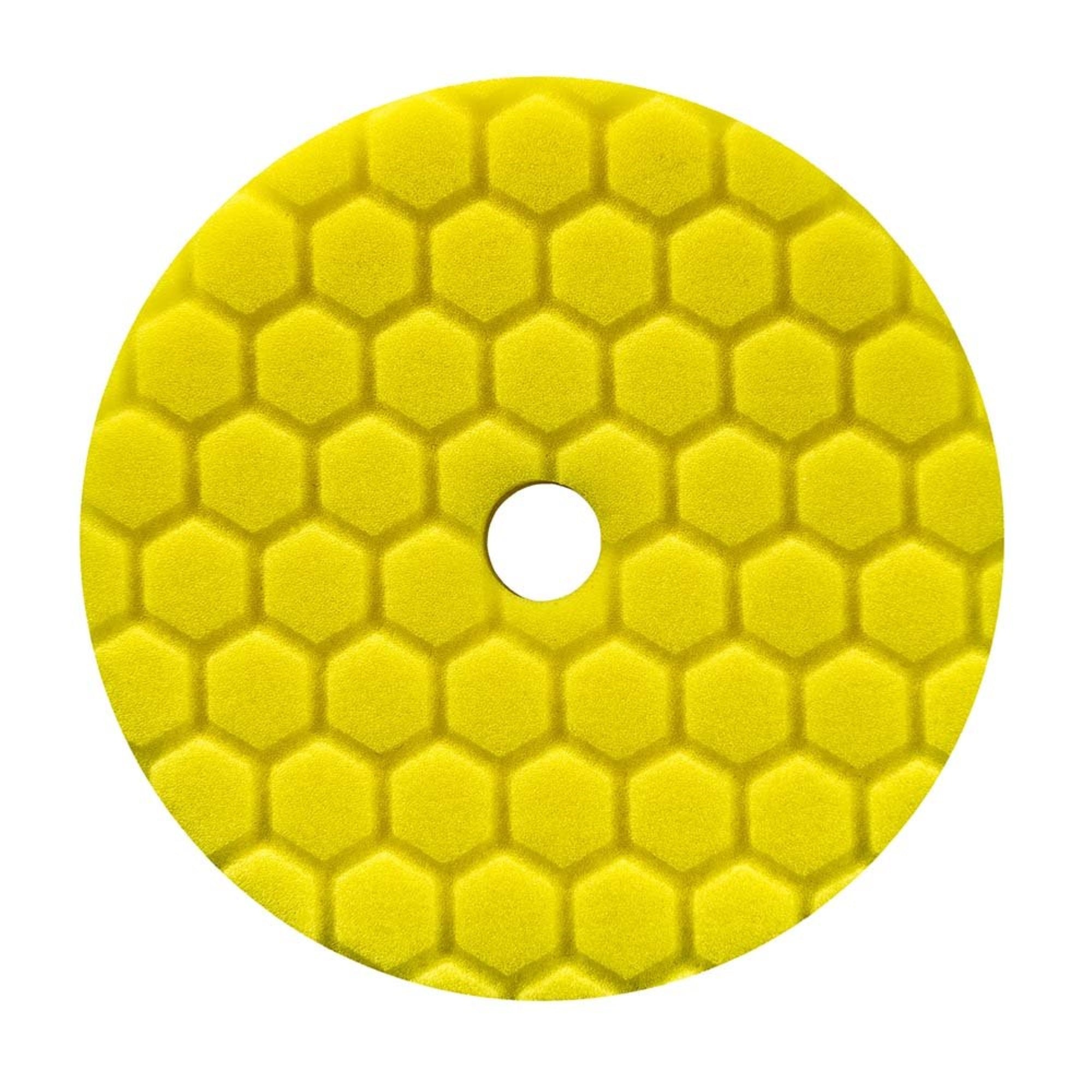 Chemical Guys Bufx111Hex5 Hex-Logic Quantum Heavy Cutting Pad, Yellow (5 Inch Backing Plate)