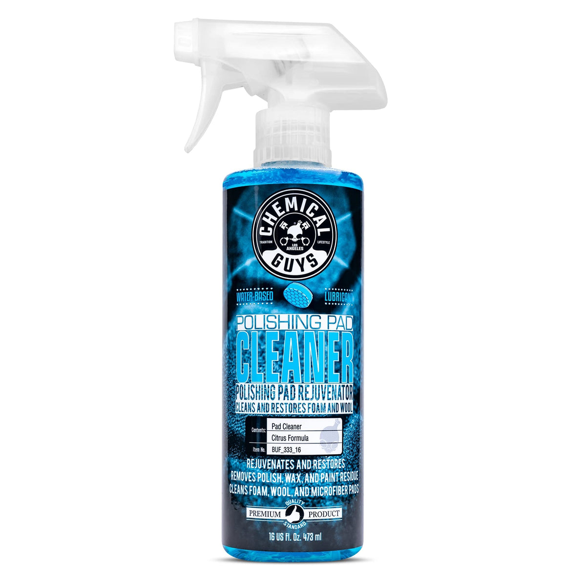 Chemical Guys Buf_333_16 Foam And Wool Polishing Pad Cleaner, Citrus-Based, 16 Fl Oz