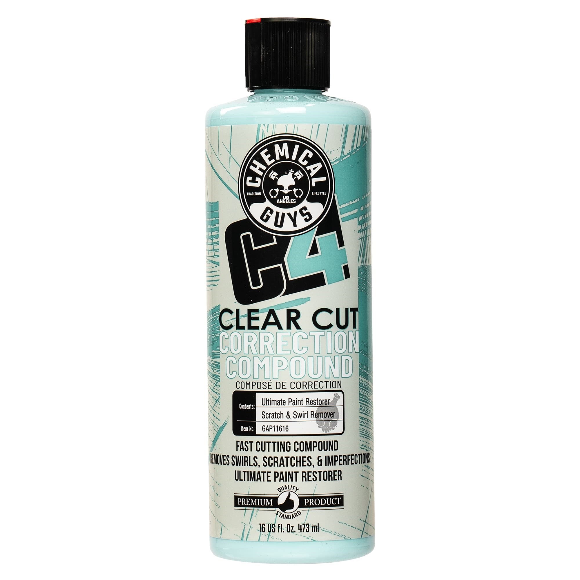 Chemical Guys Gap11616 C4 Clear Cut Correction Compound (Paint Correction - Fixes Scratches, Swirls & Holograms), 16 Oz.