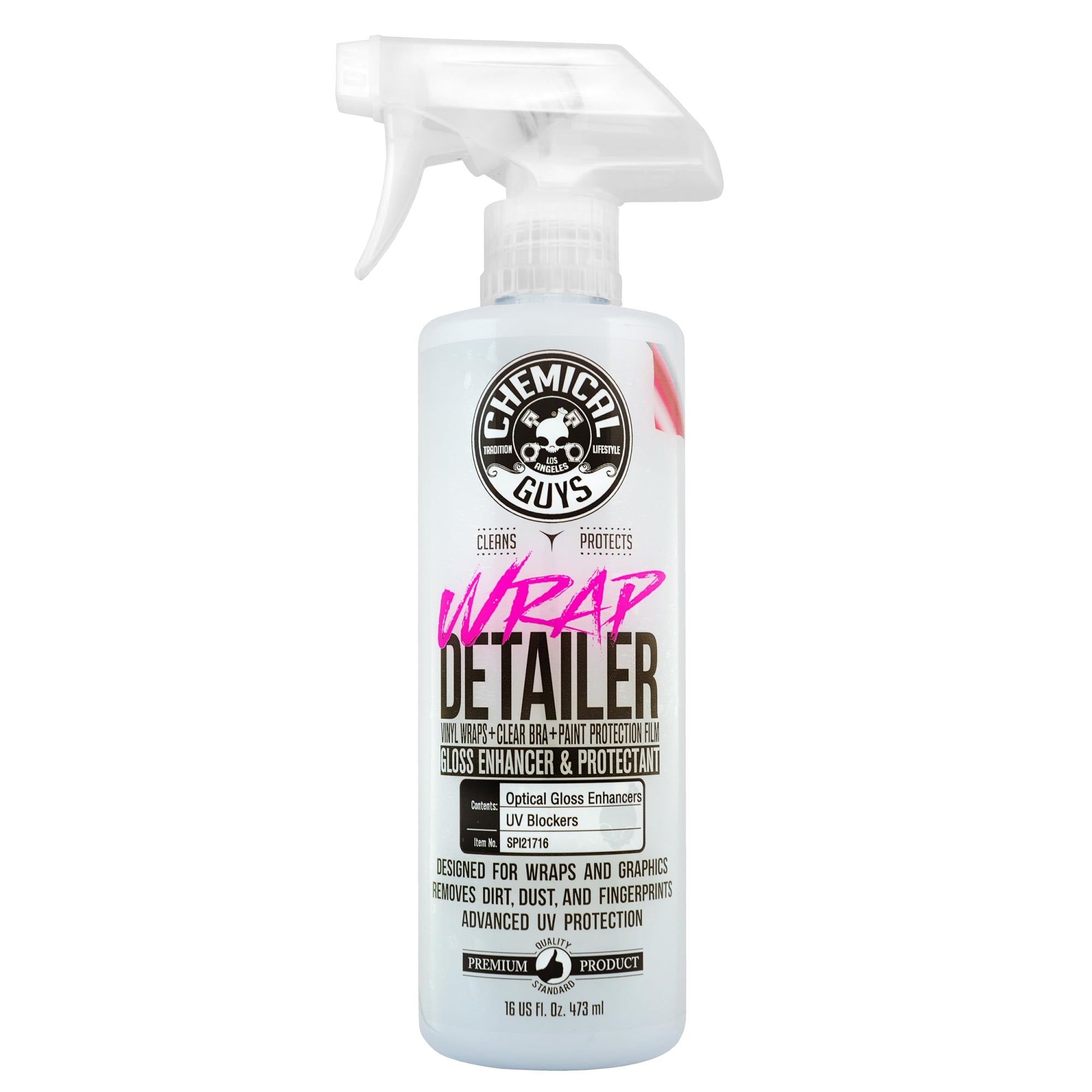 Chemical Guys Spi21716 Wrap Detailer Gloss Enhancer & Protectant, (Designed For Wraps, Graphics, Clear Bra & Paint Protection Film) For Cars, Trucks, Suvs, Rvs, Motorcycles & More, 16 Fl Oz