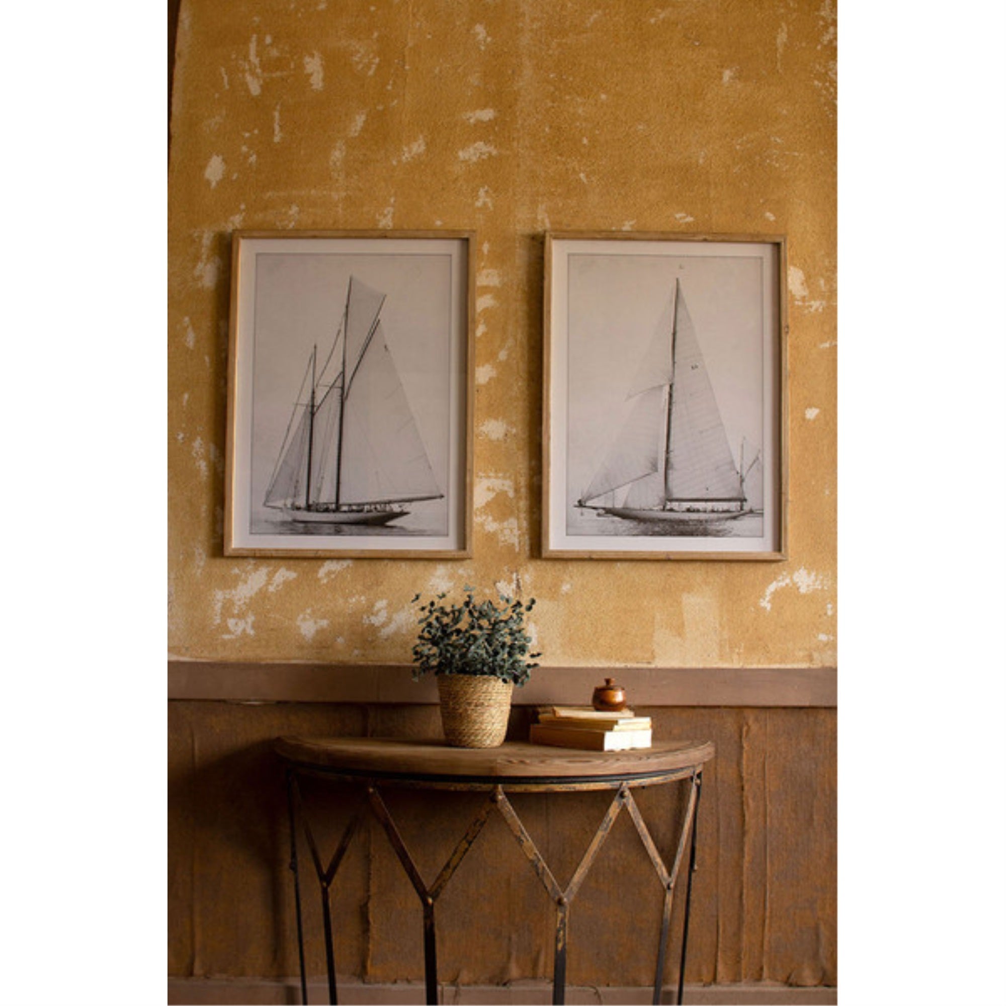 Set Of Two Framed Sailboat Prints Under Glass