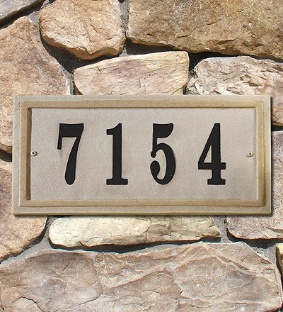 Chesterfield Rectangle Crushed Stone Address Plaque In Sandstone Color