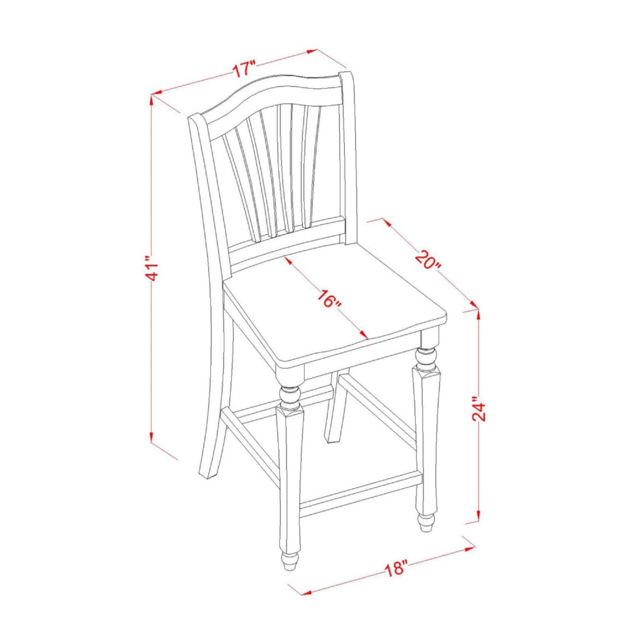 East West Furniture Chs-Blk-W Chelsea Counter Height Barstools - Slat Back Wooden Seat Chairs, Set Of 2, Black & Cherry