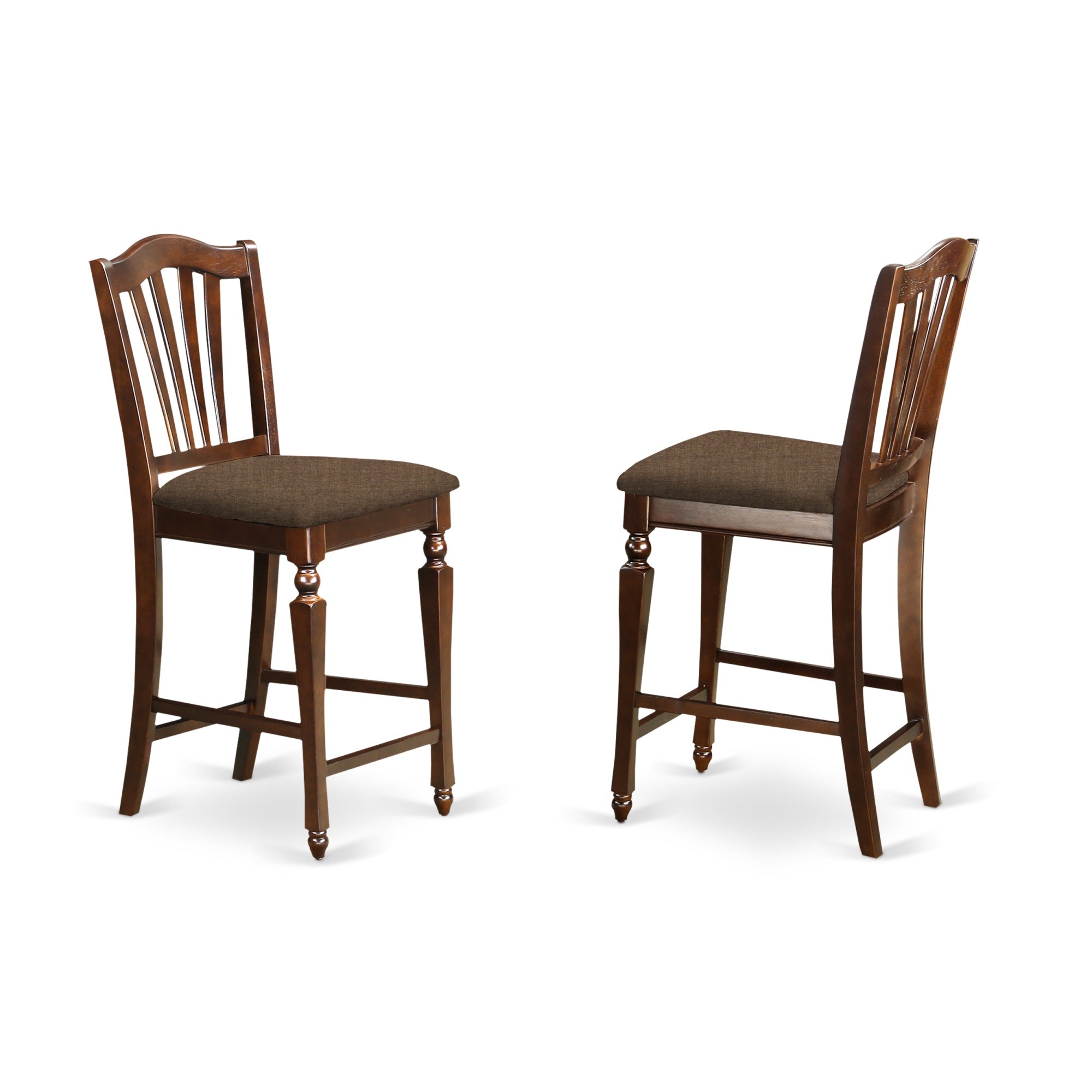 Set Of 2 Chairs Chs-Mah-C Chelsea Stools With Upholstered Seat, 24' Seat Height