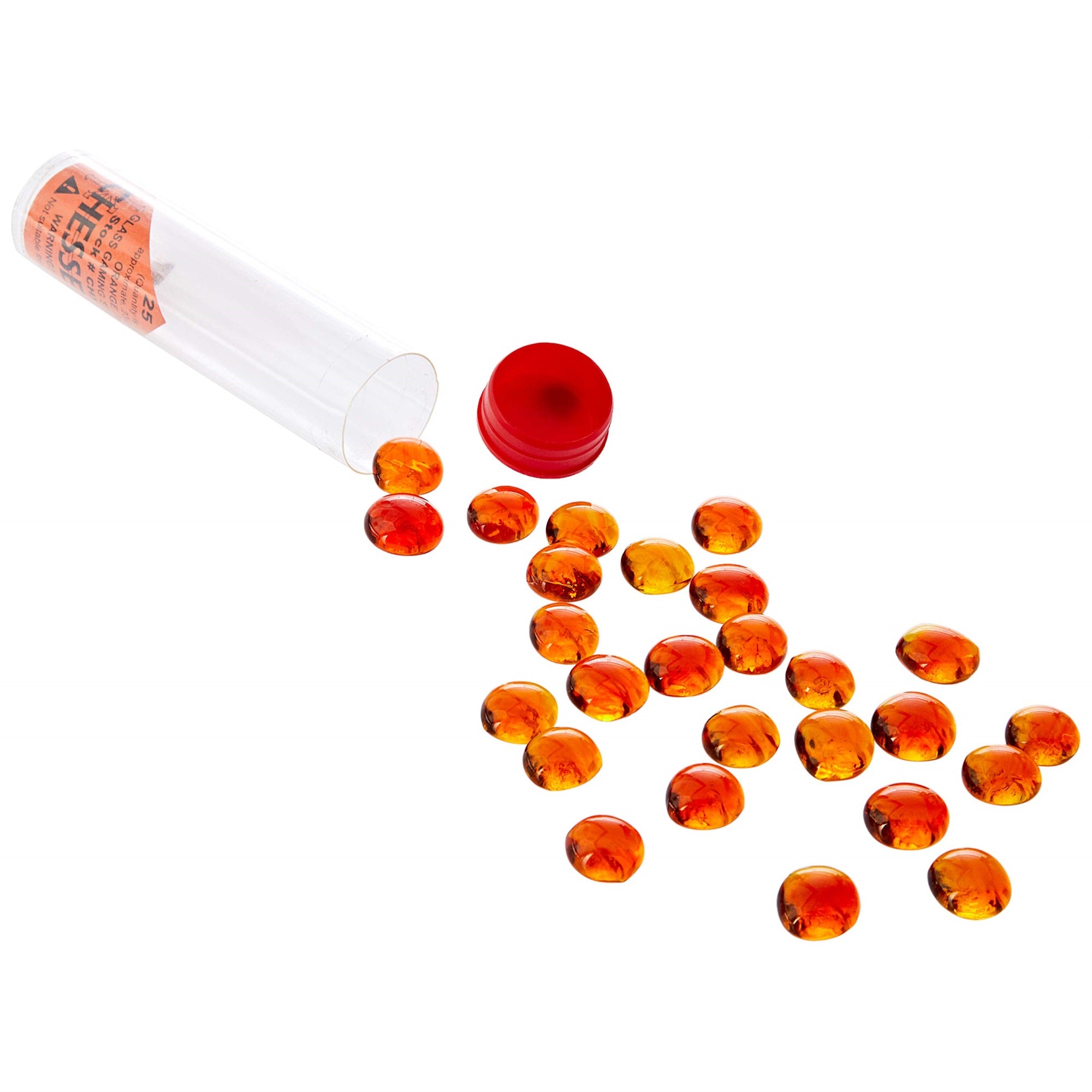 Tube Of 40 Glass Gaming Stones (12-15Mm) - Crystal Orange