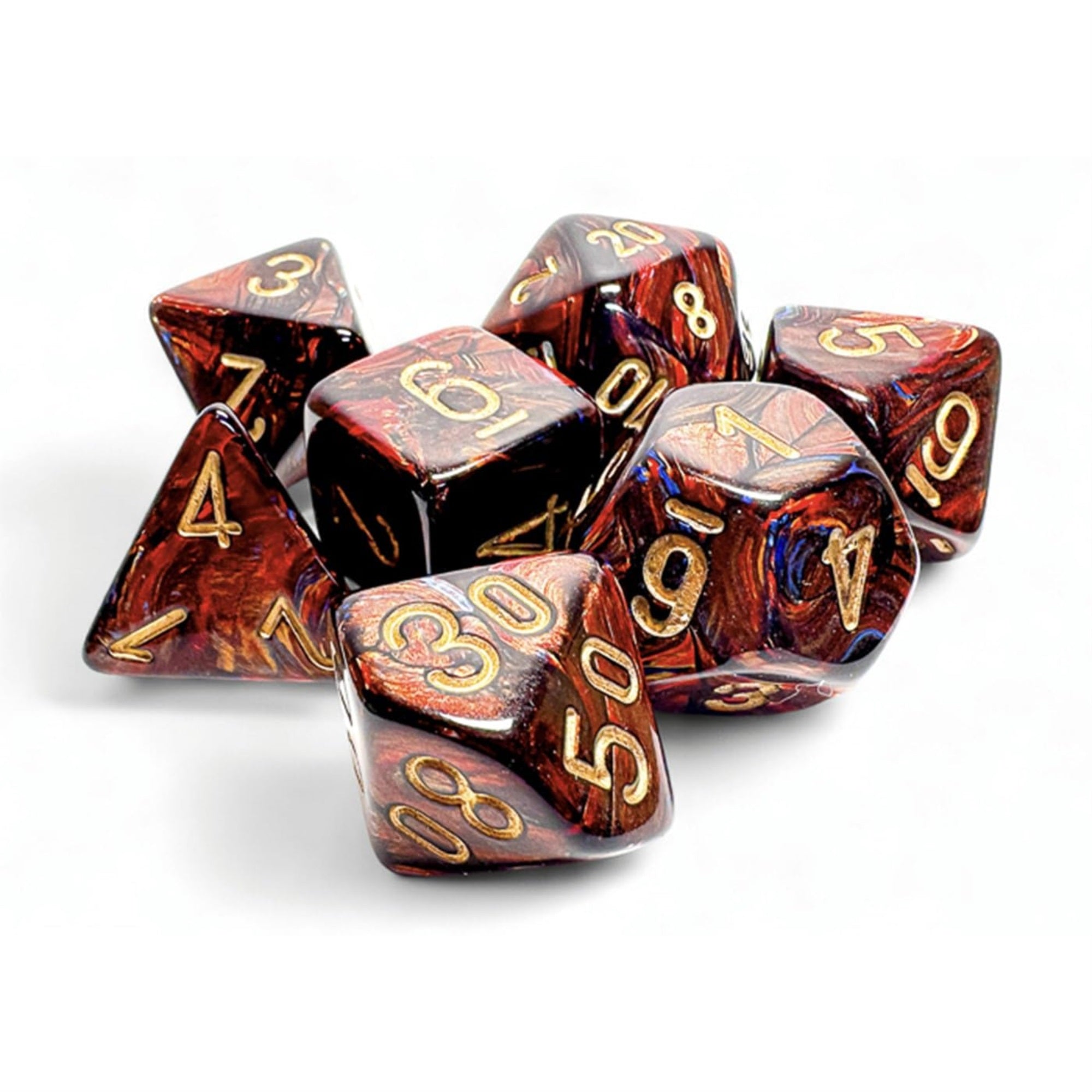 Chessex Mega-hedral Poly Set - Scarab, Blue Blood w/Gold (7)