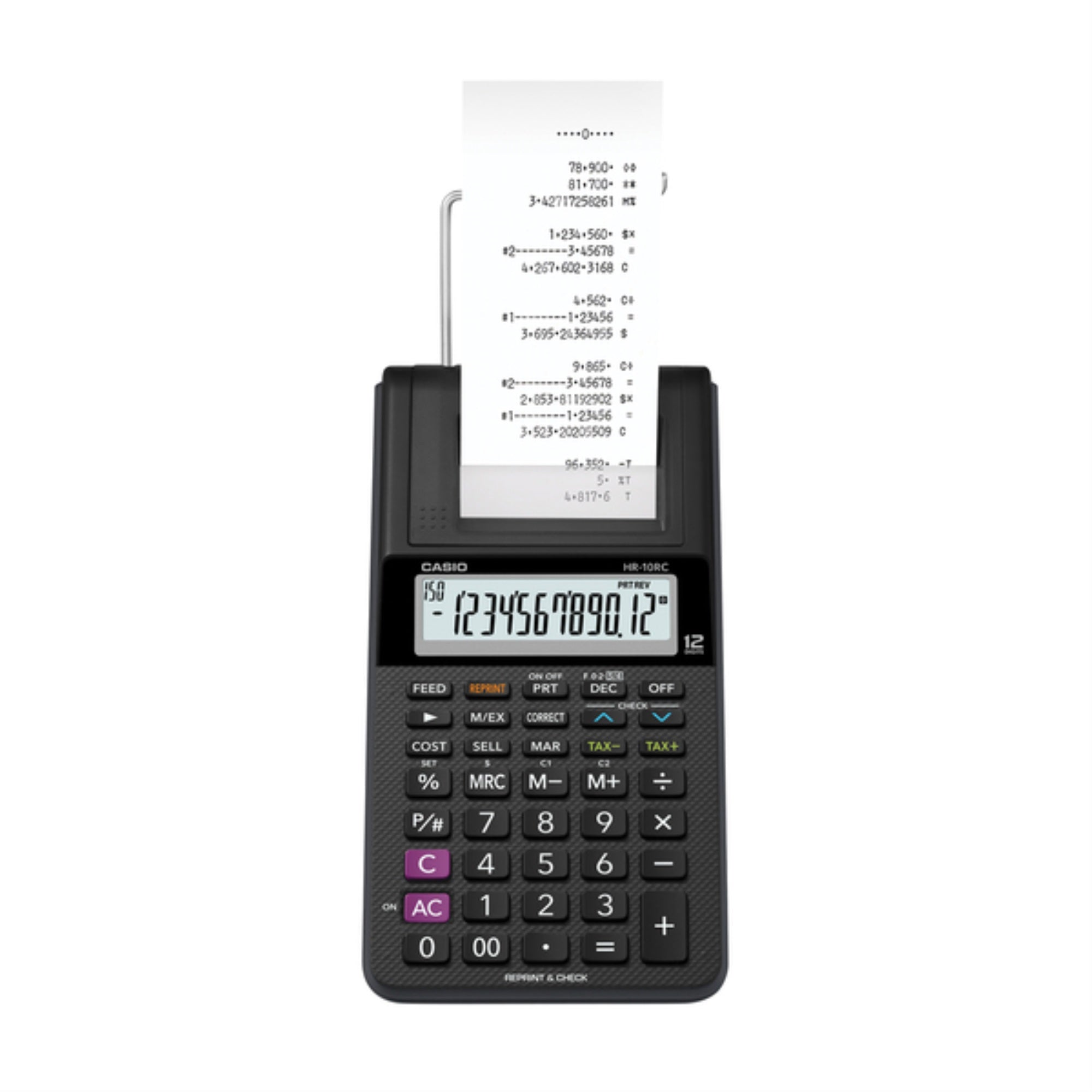 Casio Hr-10Rc Hr-10Rc Portable Printing Calculator, 12 Digits, With Adapter, Black