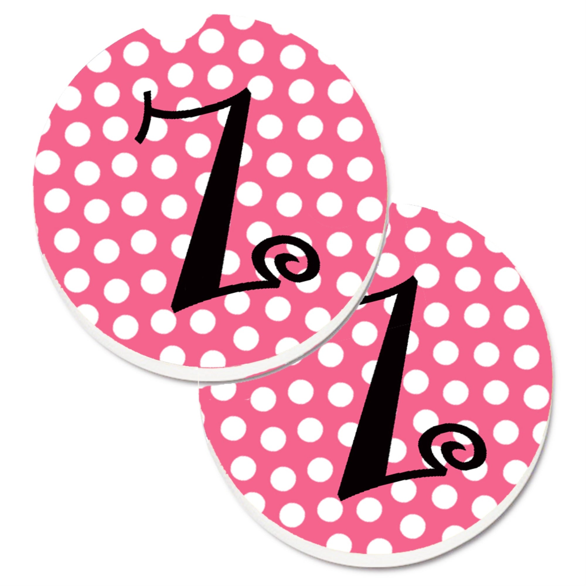 Caroline'S Treasures Letter Z Monogram - Pink Black Polka Dots Set Of 2 Cup Holder Car Coasters Cj1001-Zcarc, 2.56, Multicolor