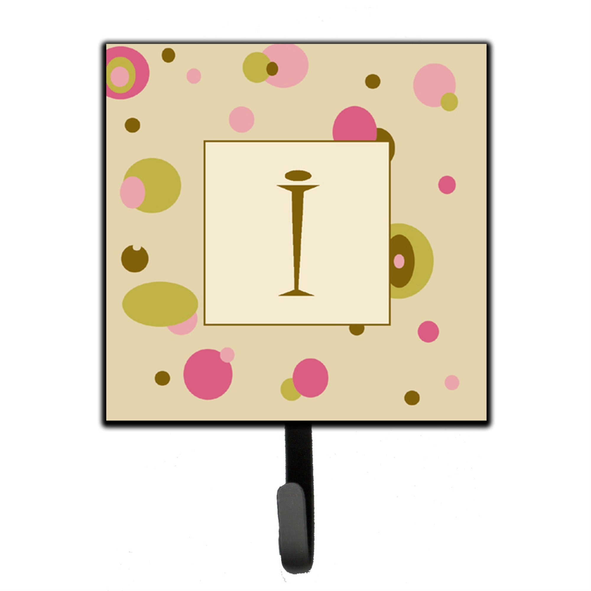 Caroline'S Treasures Cj1004-Ish4 Letter I Initial Monogram-Tan Dots Leash Holder Or Key Hook, Small, Multicolor