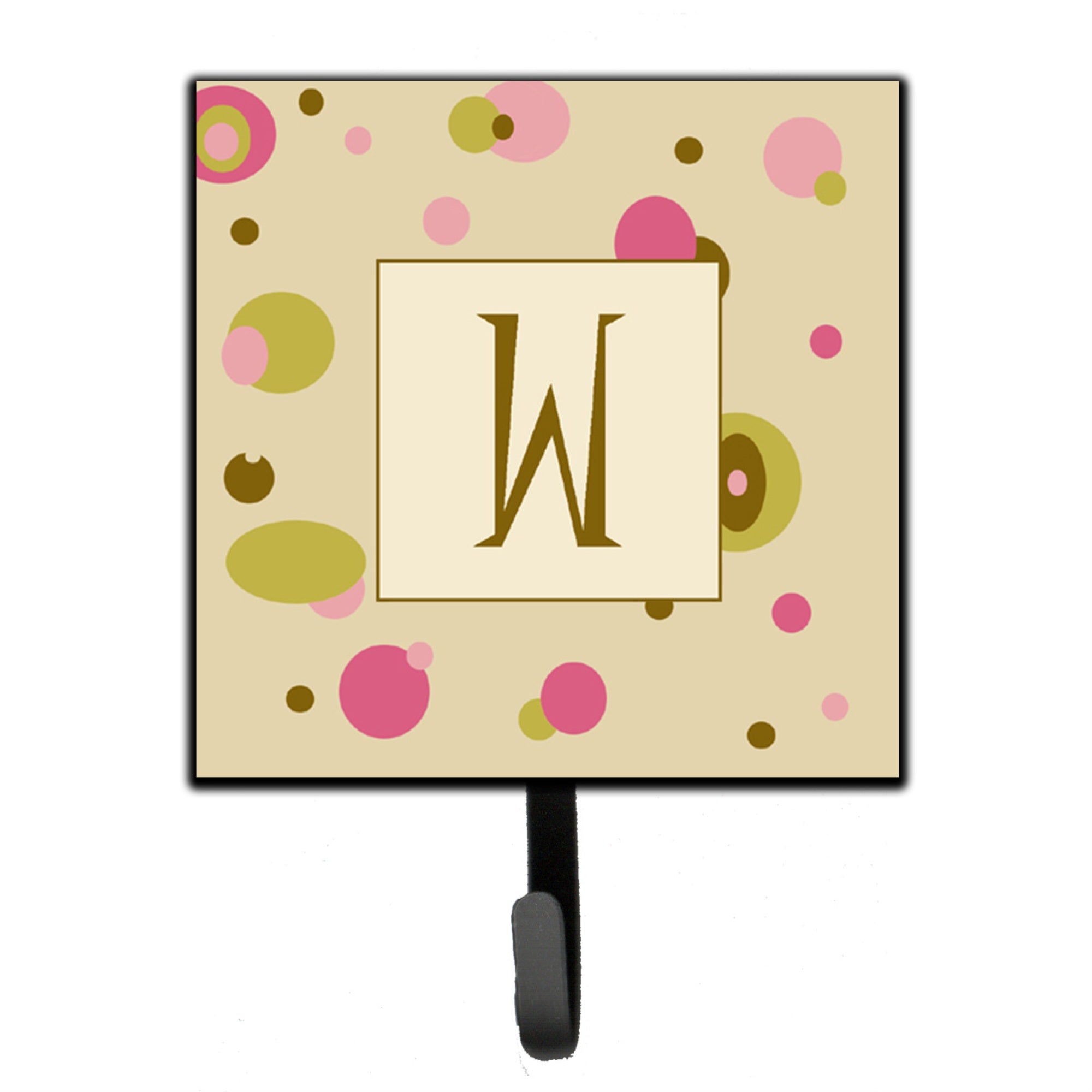 Caroline'S Treasures Cj1004-Wsh4 Letter W Initial Monogram-Tan Dots Leash Holder Or Key Hook, Small, Multicolor