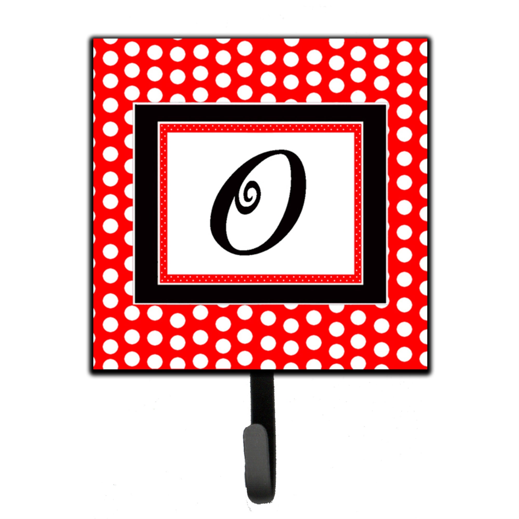 Caroline'S Treasures Cj1012-Osh4 Letter O Initial Monogram-Red Black Polka Dots Leash Holder Or Key Hook, Small, Multicolor
