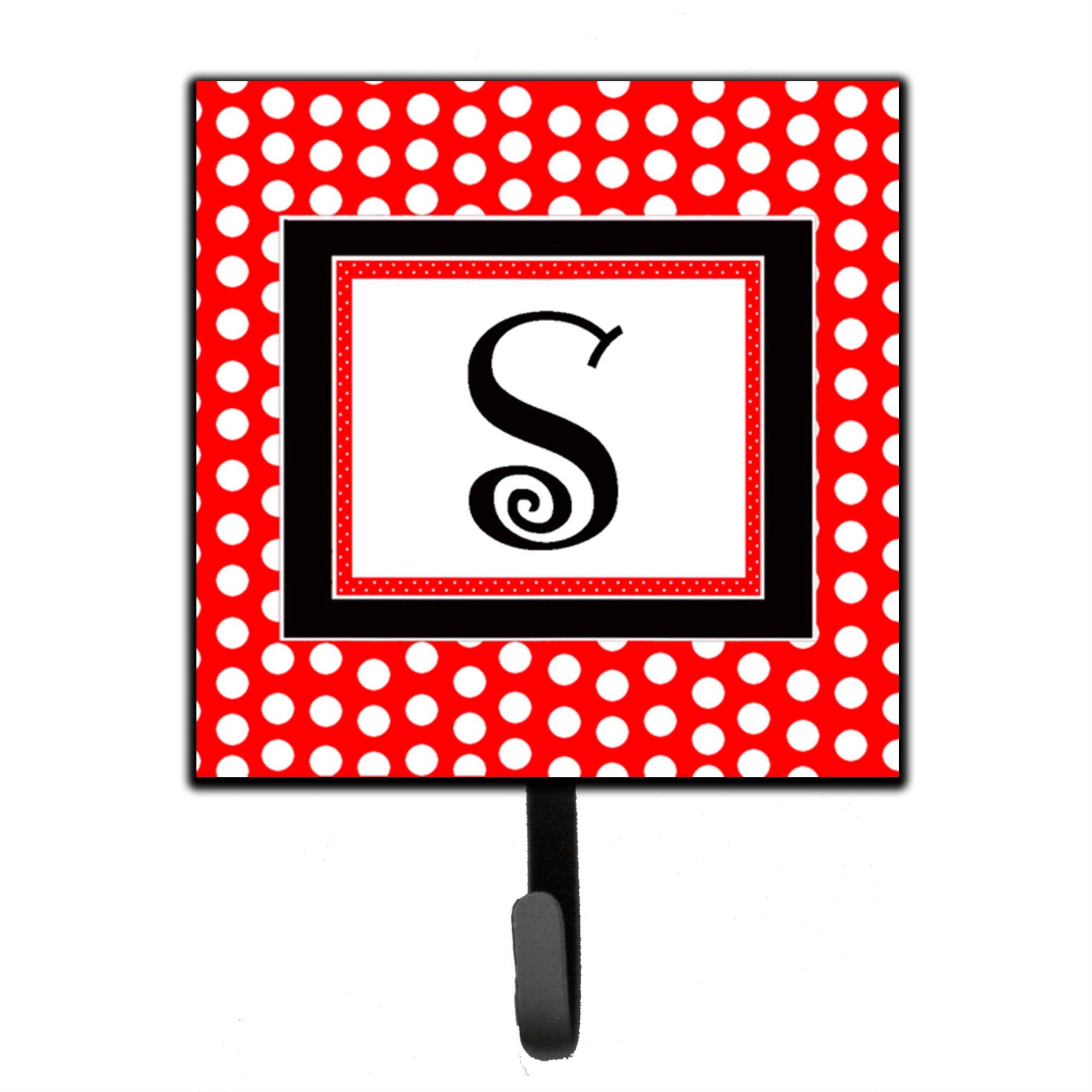 Caroline'S Treasures Cj1012-Ssh4 Letter S Initial Monogram-Red Black Polka Dots Leash Holder Or Key Hook, Small, Multicolor