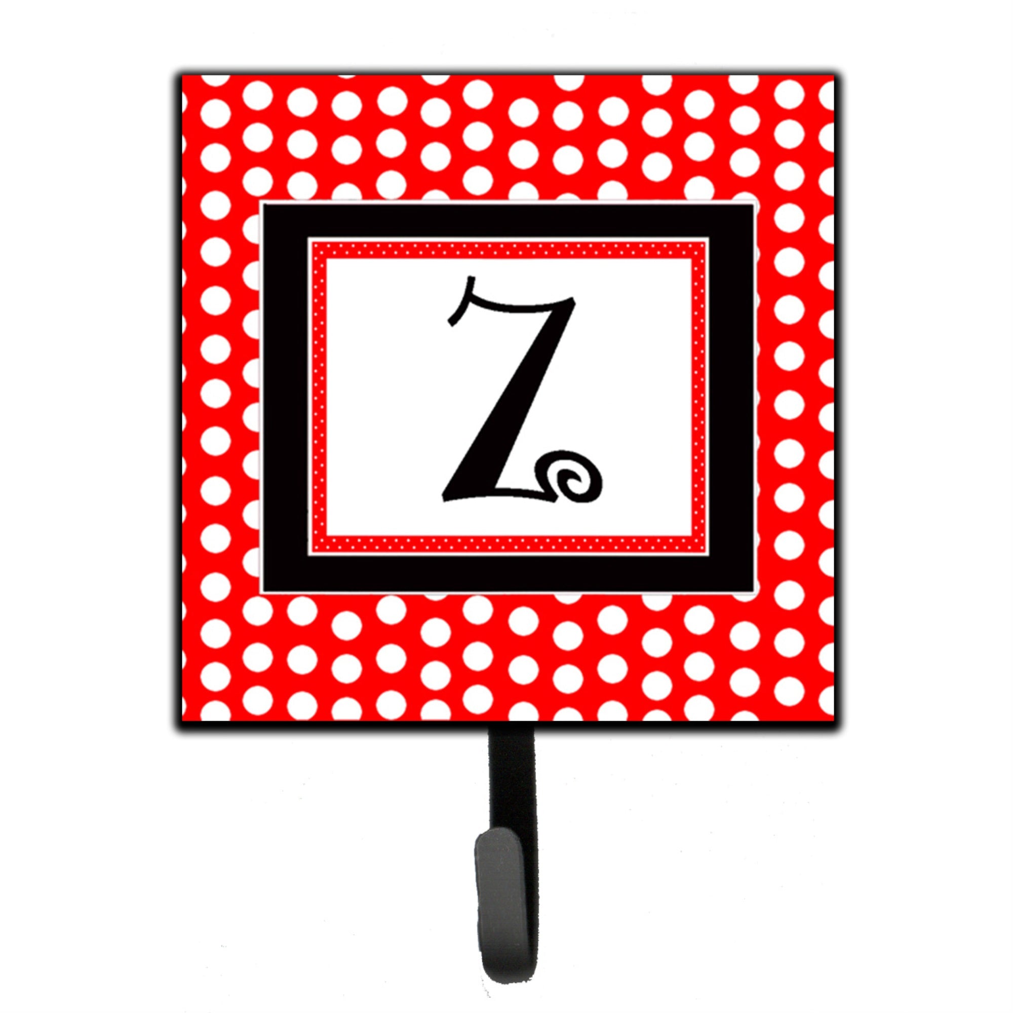 Caroline'S Treasures Cj1012-Zsh4 Letter Z Initial Monogram-Red Black Polka Dots Leash Holder Or Key Hook, Small, Multicolor