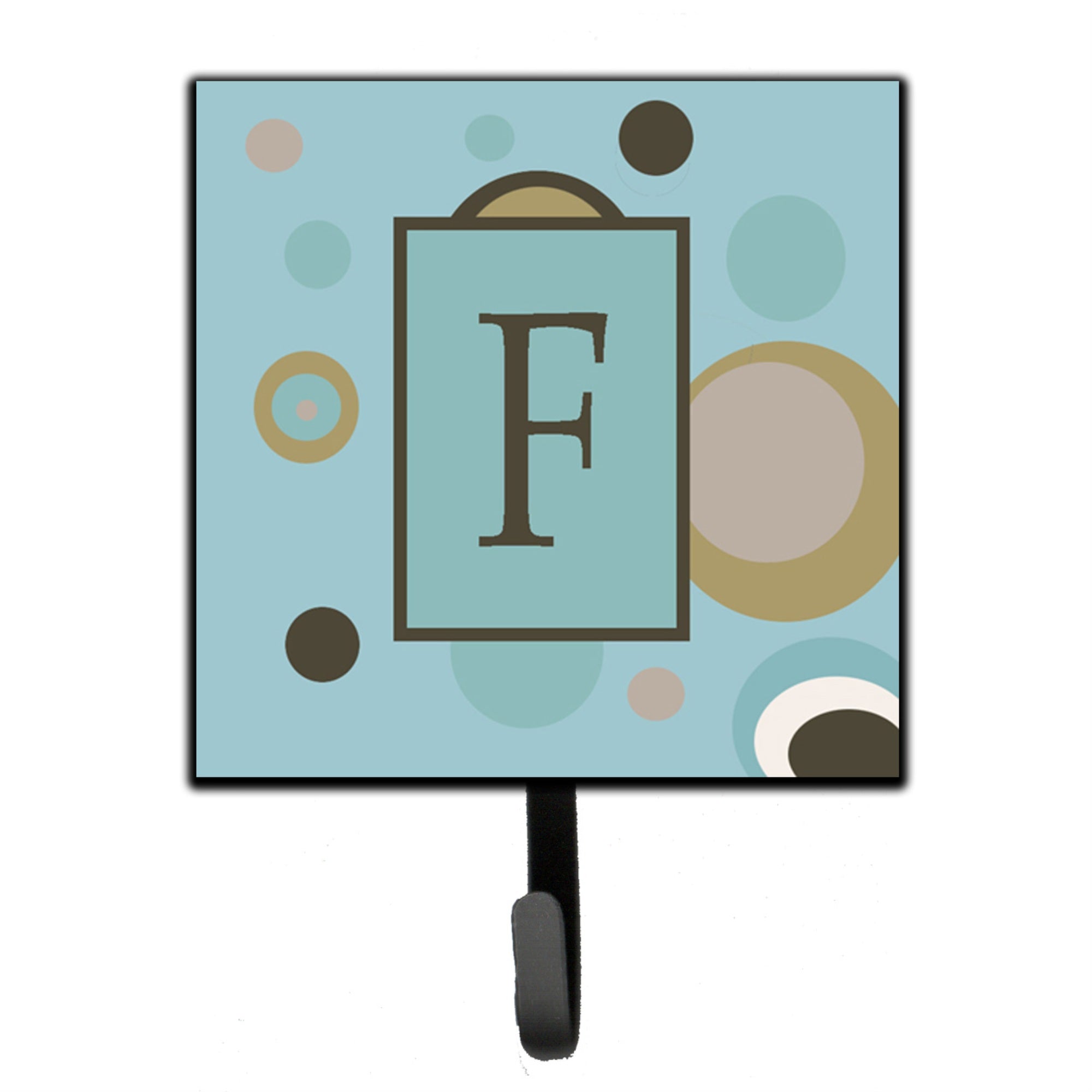 Caroline'S Treasures Cj1013-Fsh4 Letter F Initial Monogram-Blue Dots Leash Holder Or Key Hook, Small, Multicolor