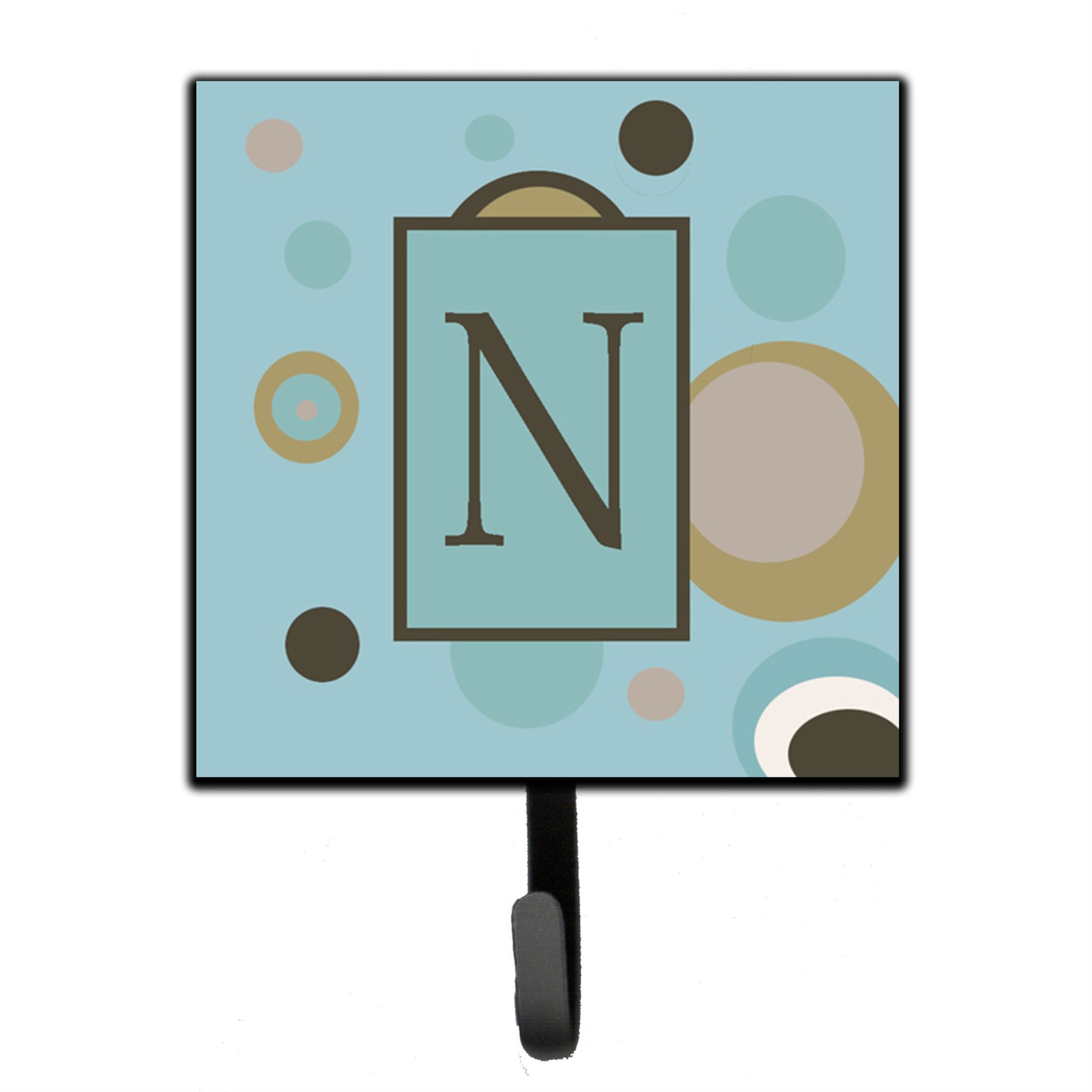 Caroline'S Treasures Cj1013-Nsh4 Letter N Initial Monogram-Blue Dots Leash Holder Or Key Hook, Small, Multicolor
