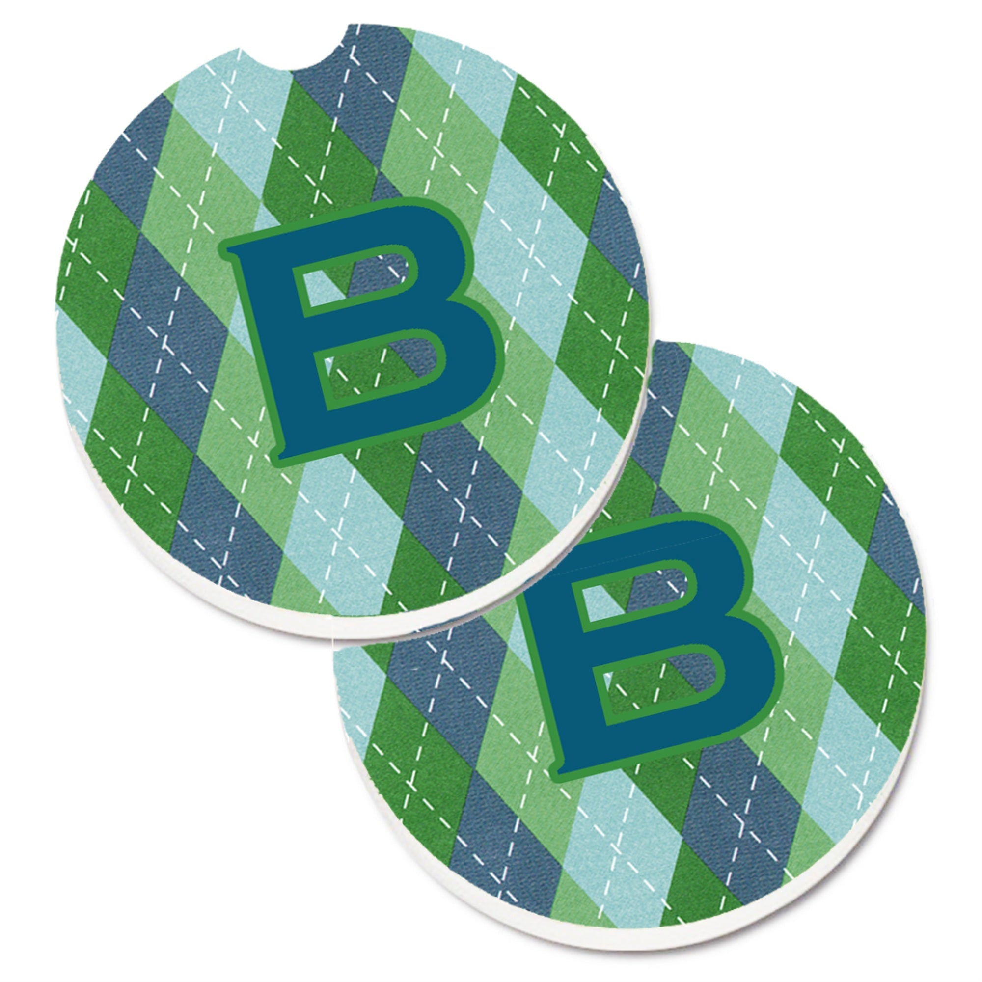 Caroline'S Treasures Monogram - Initial B Blue Argoyle Set Of 2 Cup Holder Car Coasters Cj1020-Bcarc, 2.56, Multicolor