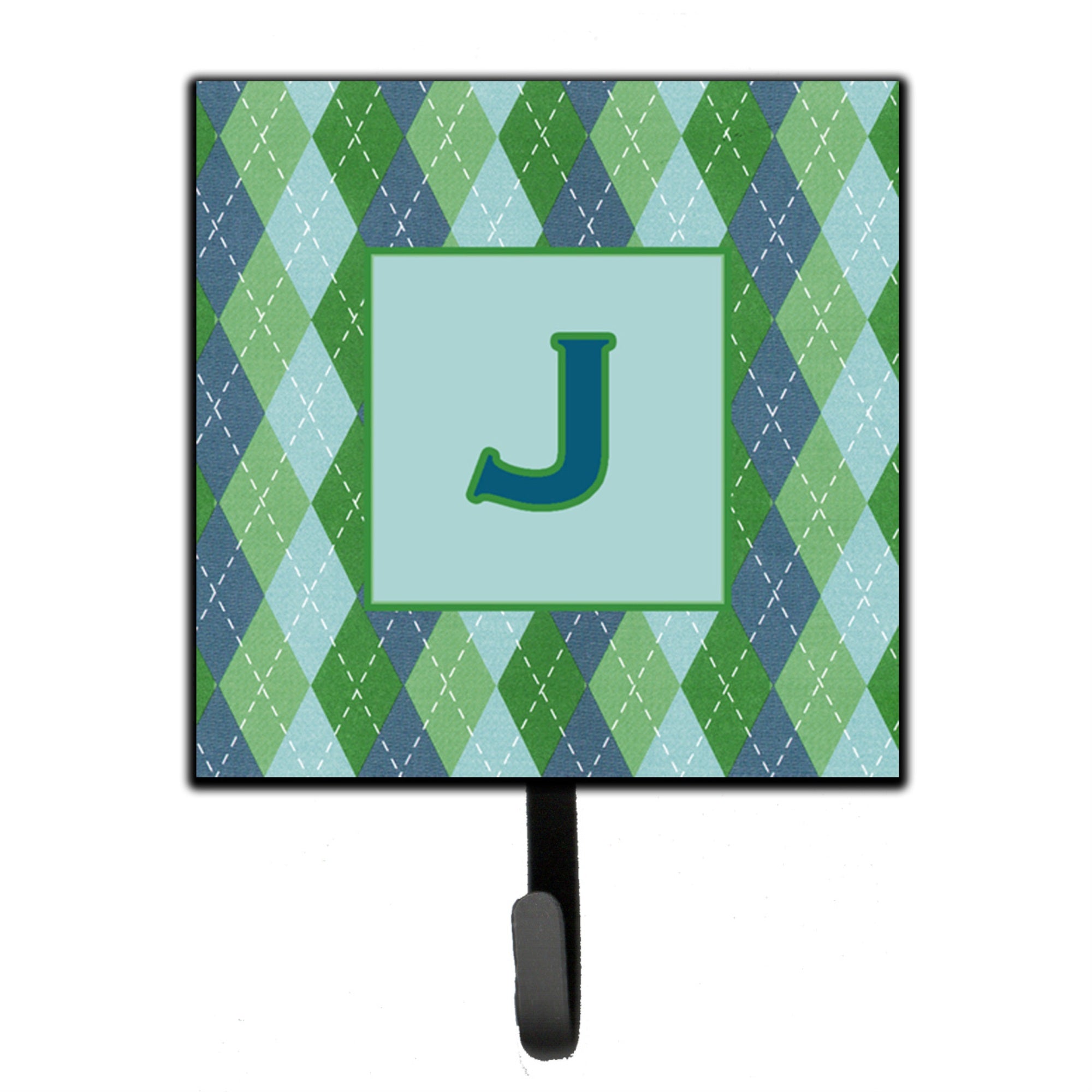 Caroline'S Treasures Cj1020-Jsh4 Letter J Initial Monogram-Blue Argoyle Leash Holder Or Key Hook, Small, Multicolor